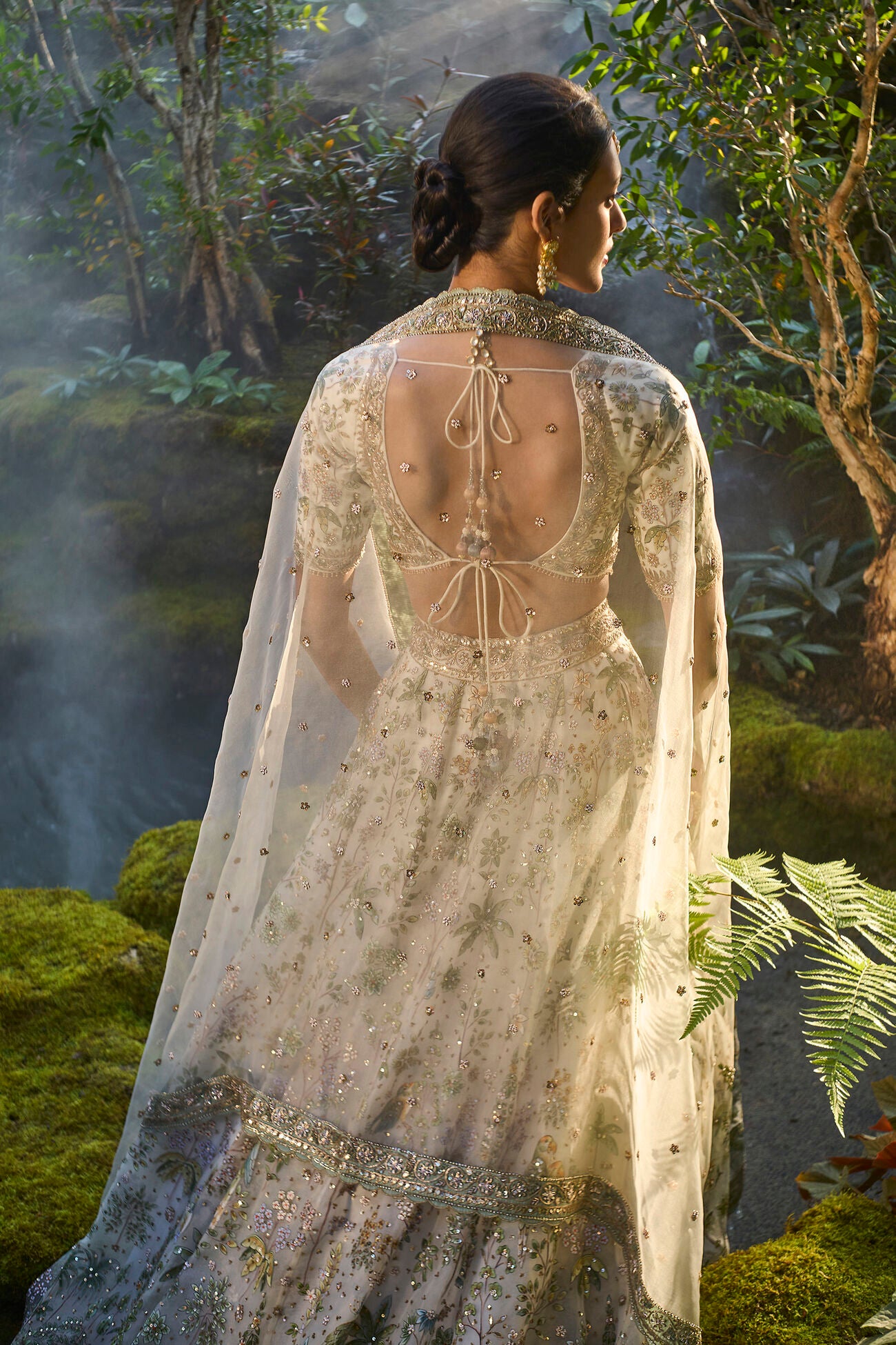 Eartha Hand-painted Pichhwai Silk Lehenga Set - Ivory