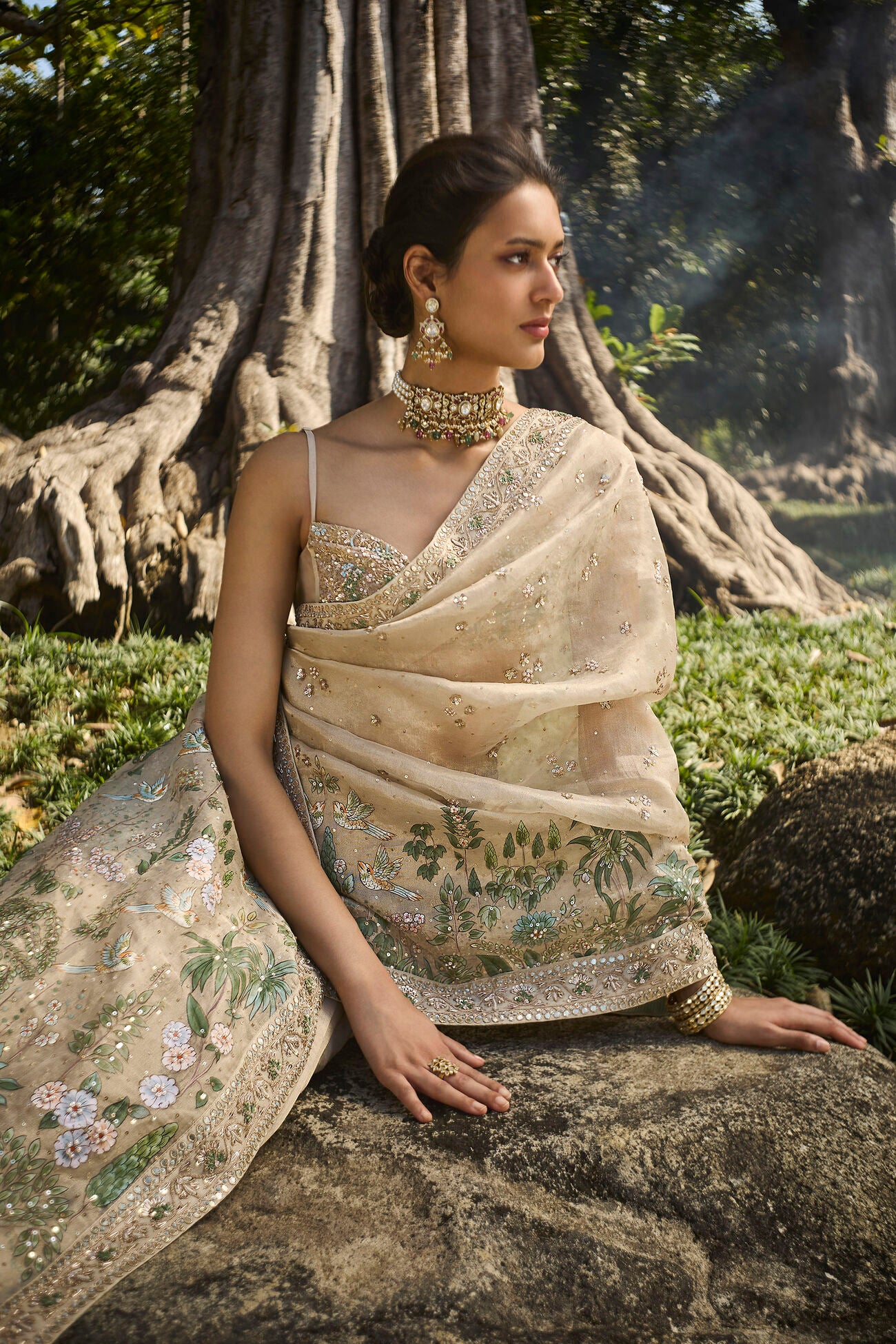 Niamh Hand-painted Pichhwai Silk Saree - Gold
