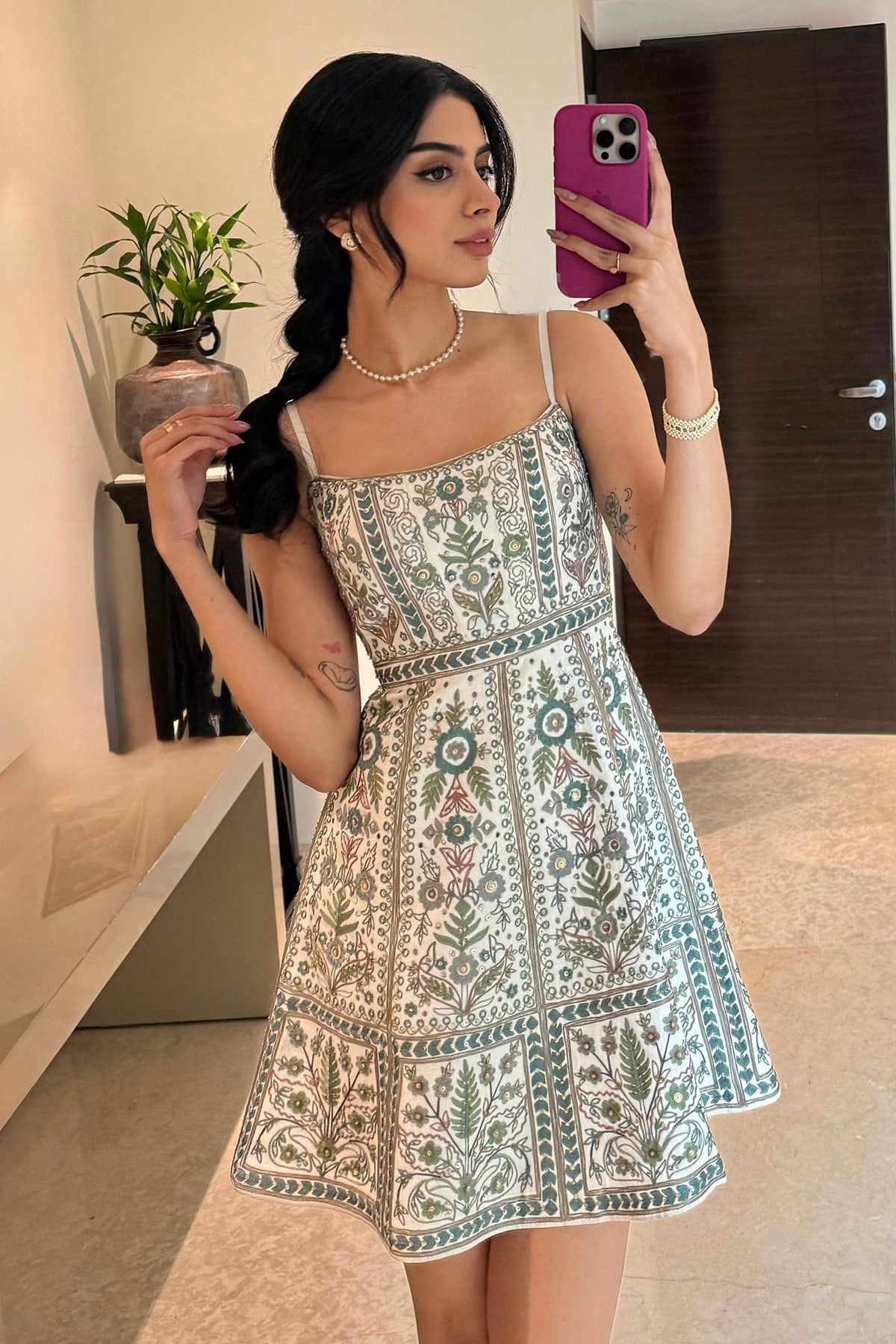 Evaluna Embroidered Dress - Ivory