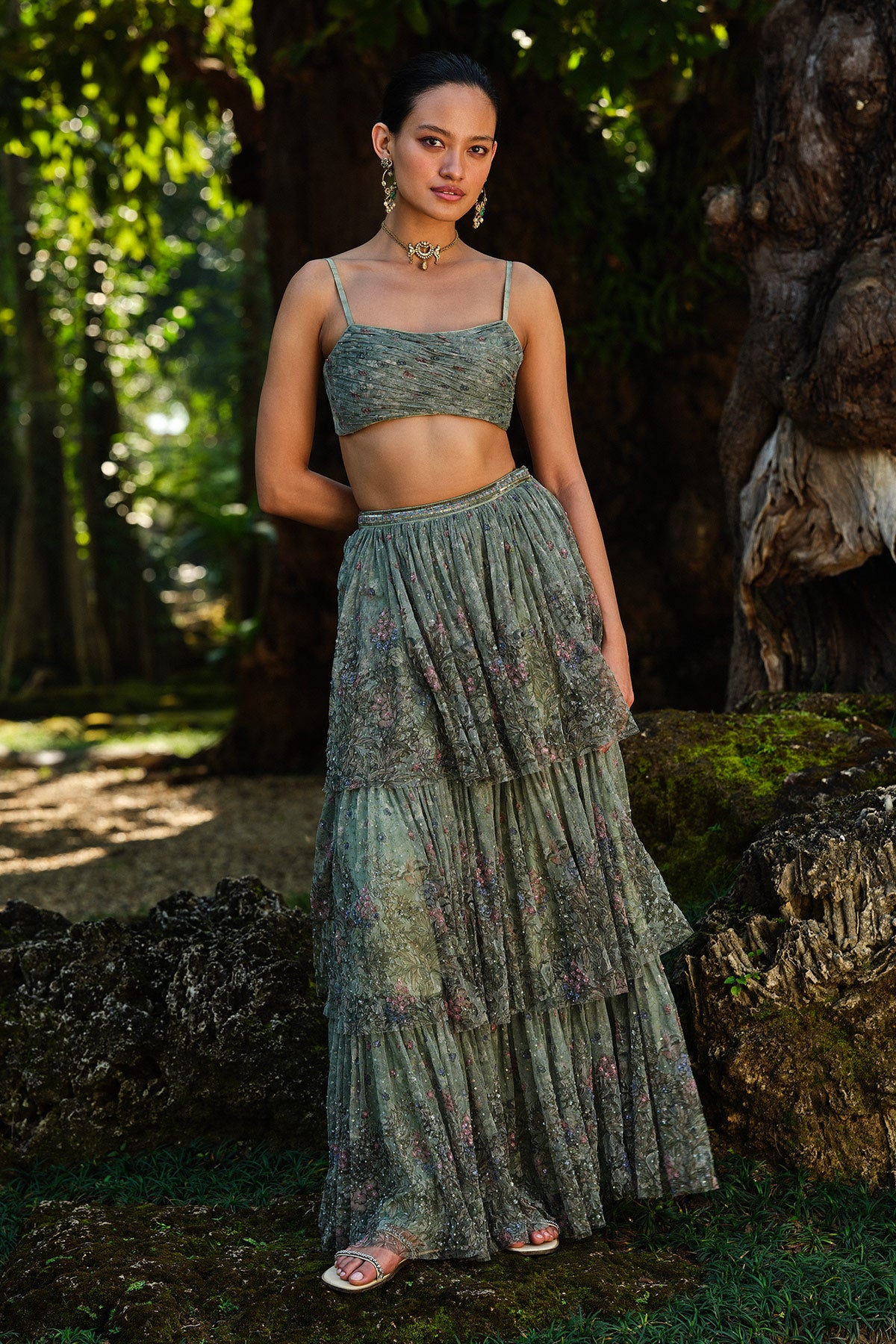 Aylsa Embroidered Skirt Set - Sage