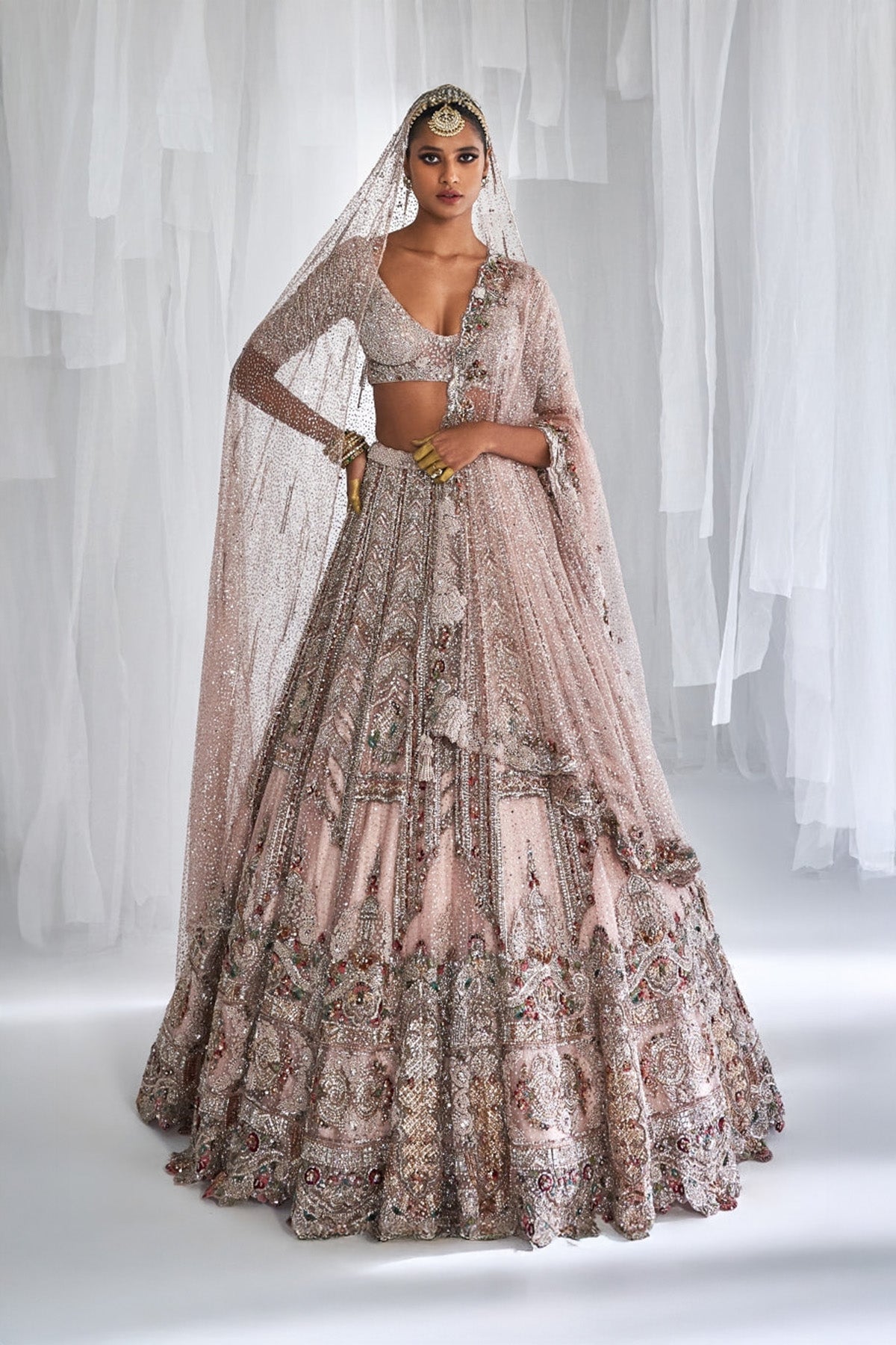 "Alyssa" Shimmer Tulle Bridal Lehenga Set