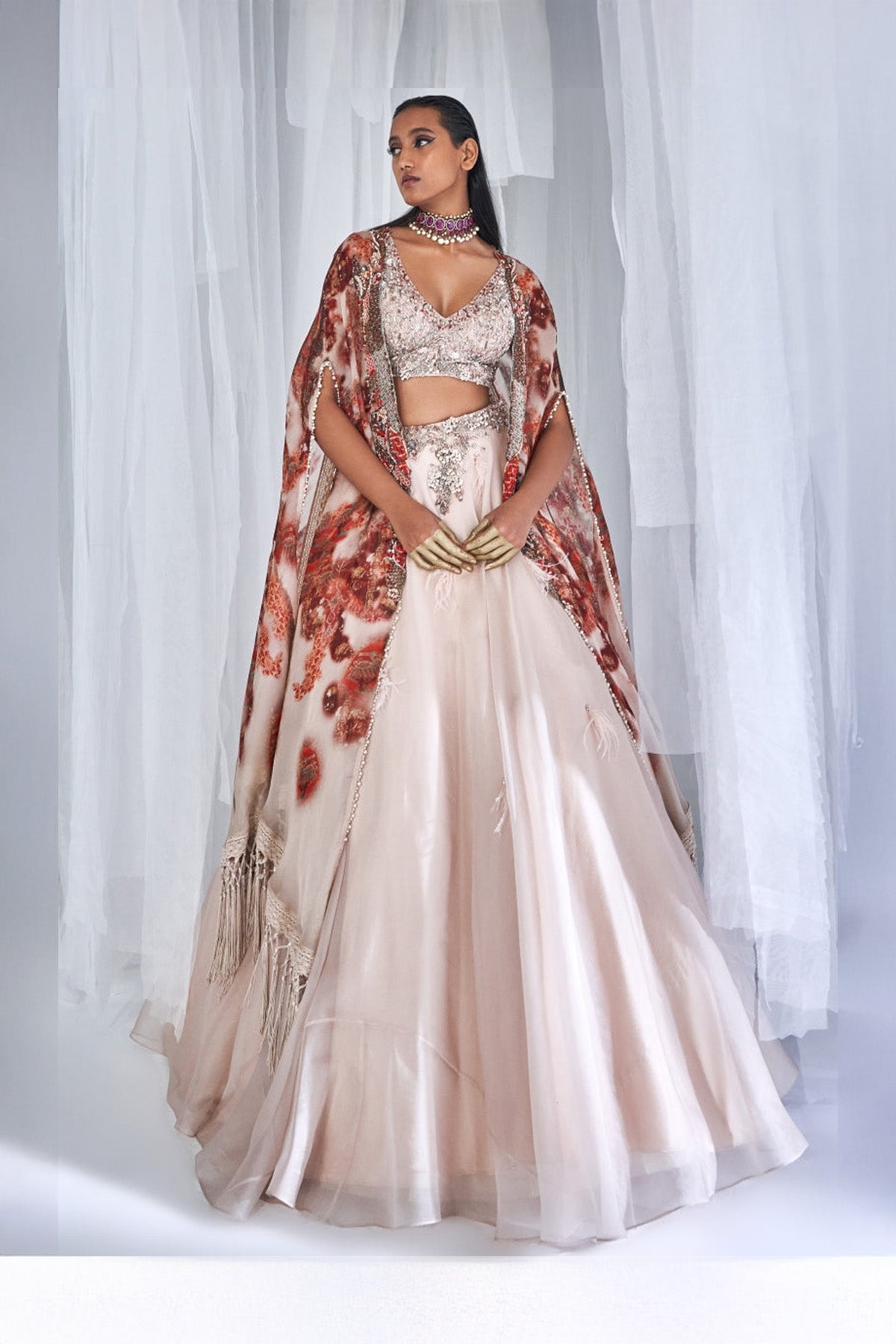 "Pixie" Ivory Organza Lehenga Set