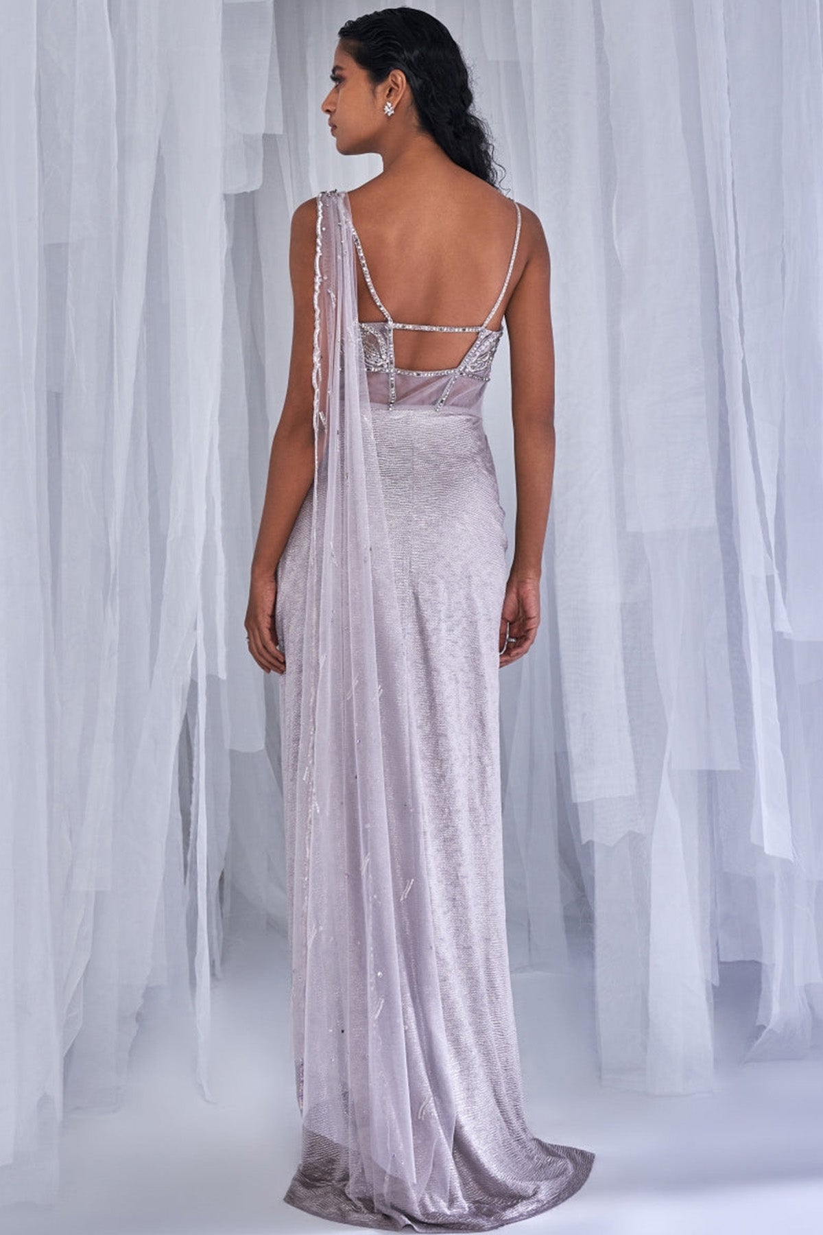 "Mellow Poetry" Drape Sari Gown