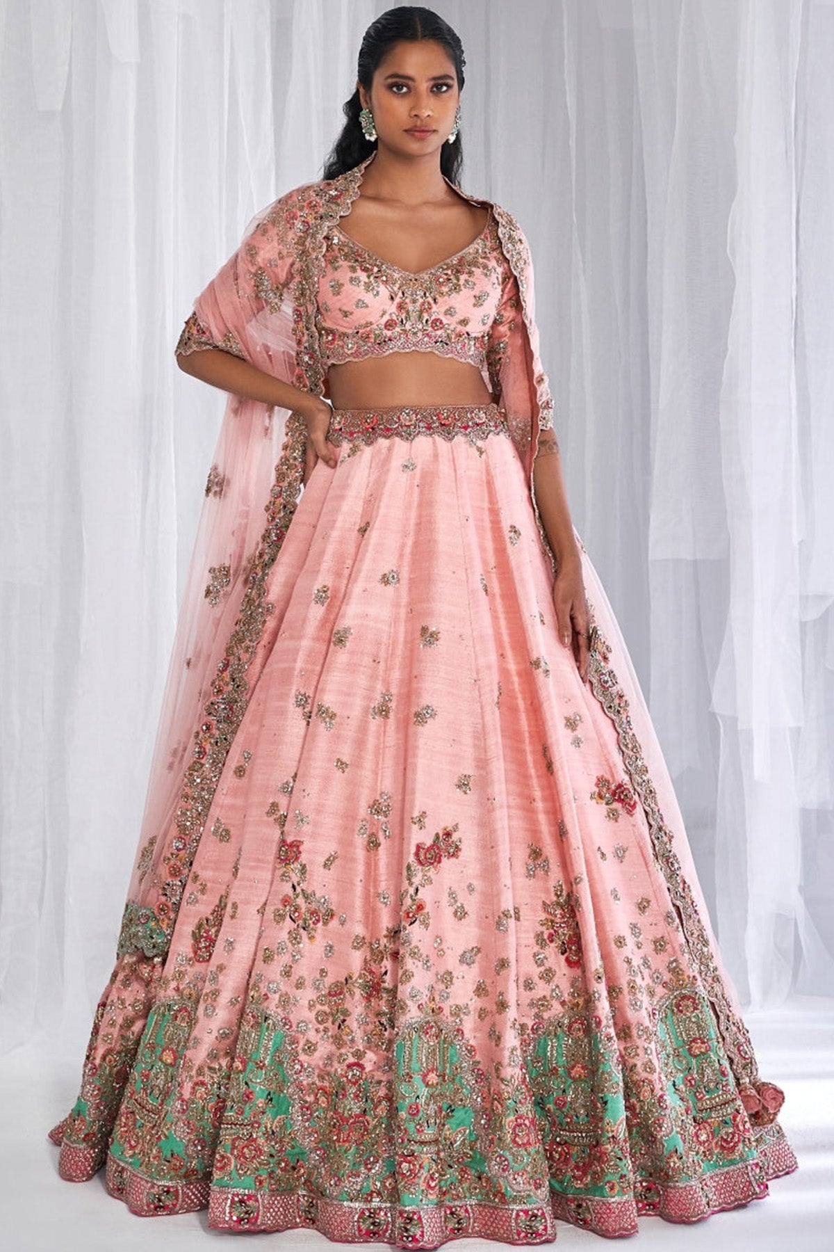 "Petal" Apricot Lehenga Set