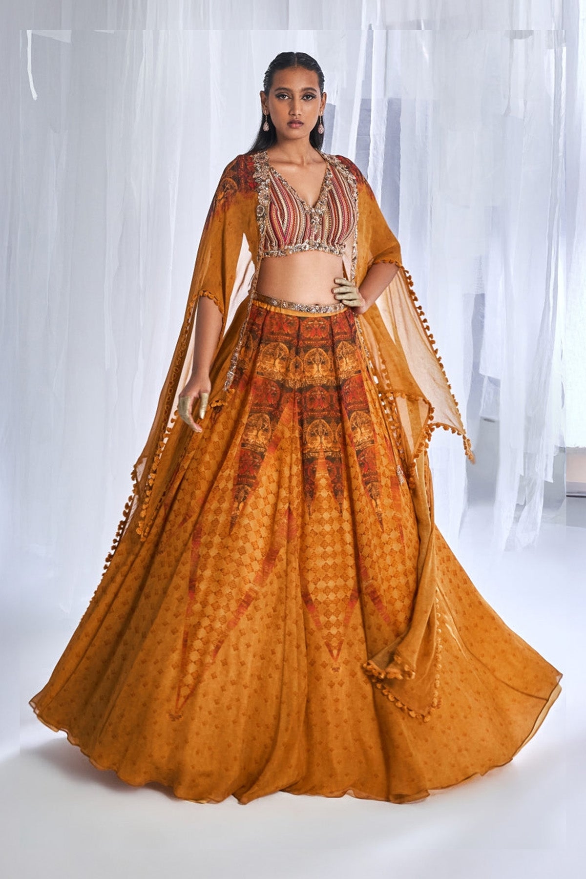 "Ekiya Love" Printed Chiffon Lehenga