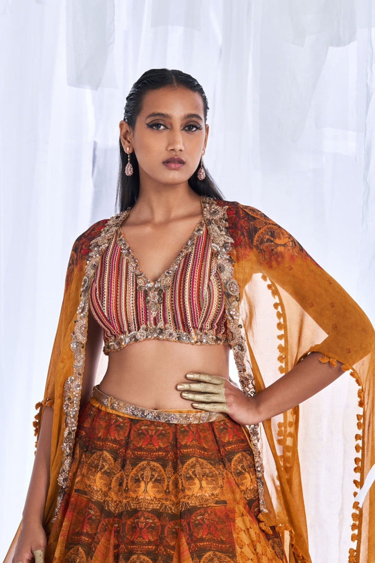 "Ekiya Love" Printed Chiffon Lehenga