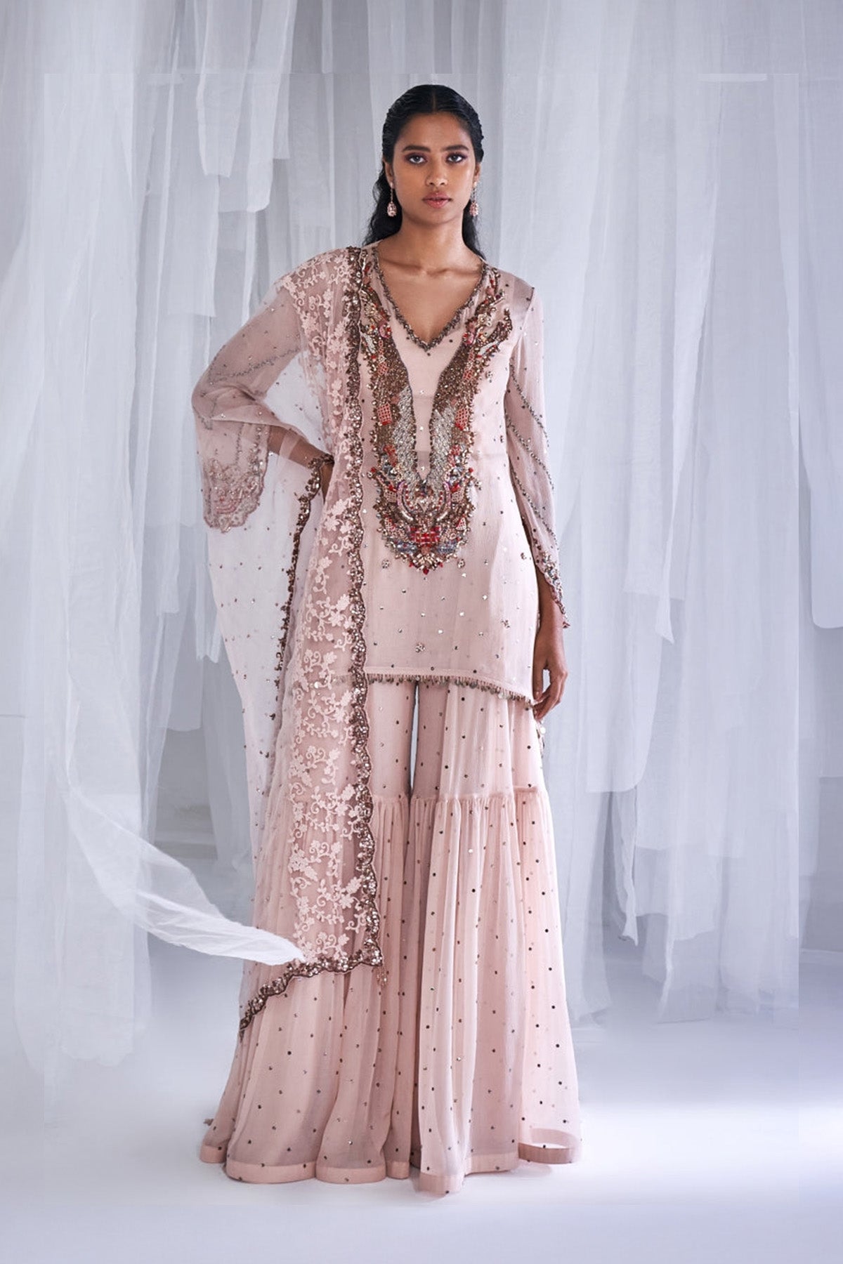 "Ubika" Chiffon Kurta And Sharara
