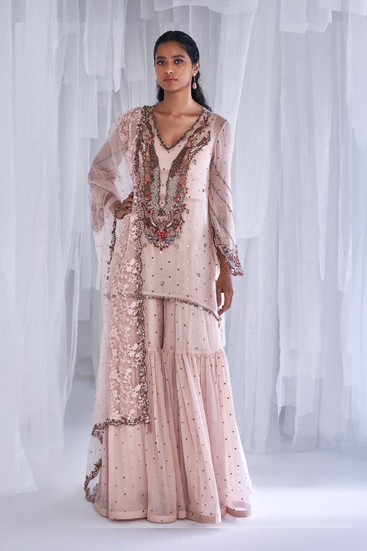 "Ubika" Chiffon Kurta And Sharara