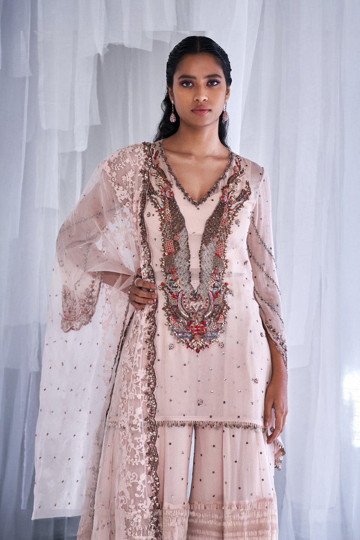 "Ubika" Chiffon Kurta And Sharara