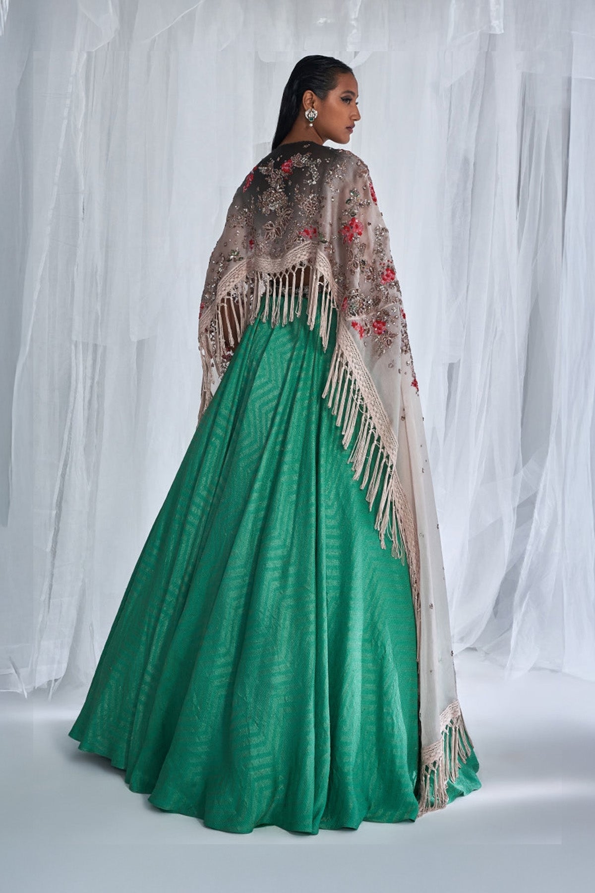 "Ophellia" Benarsi Woven Lehenga And An Organza Cape