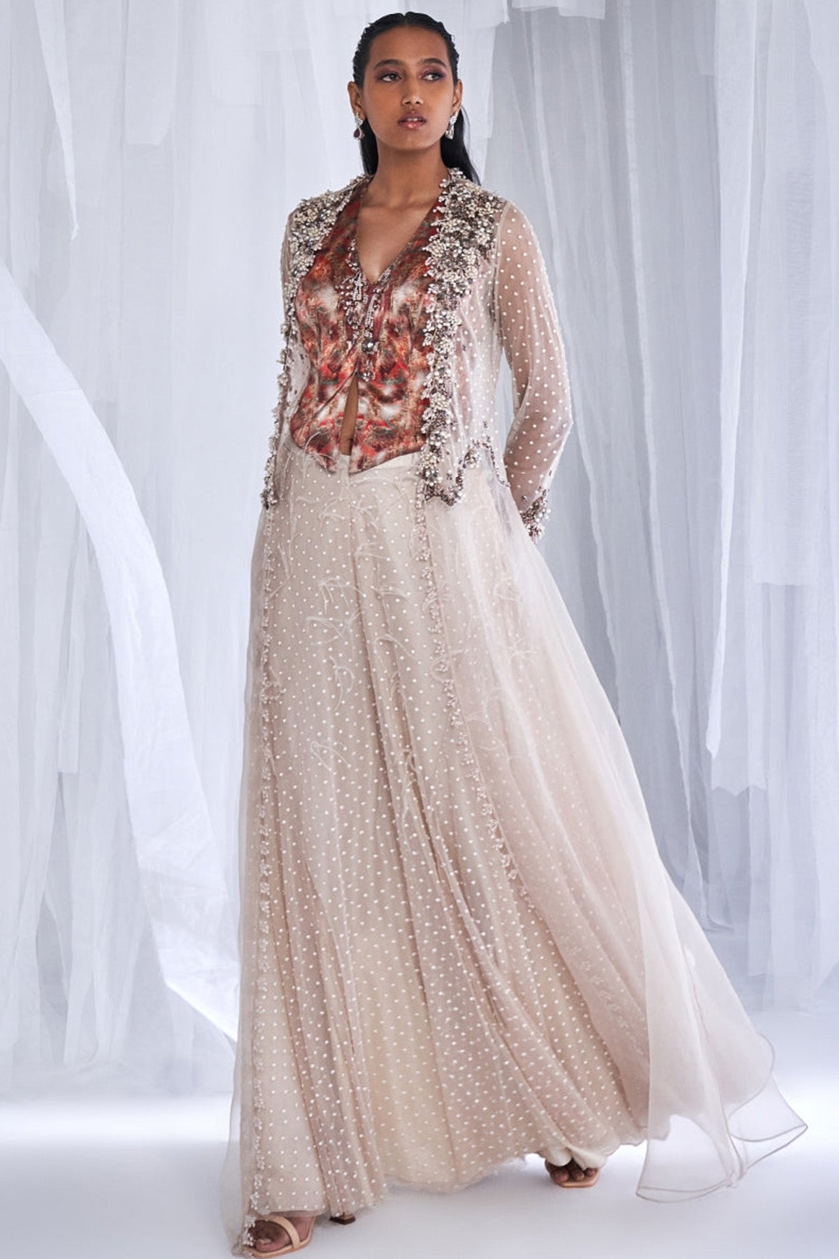 "Shirin" Sharara With A Jacket And Waistcoat