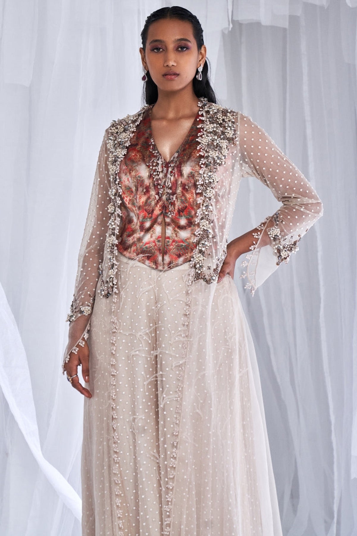 "Shirin" Sharara With A Jacket And Waistcoat