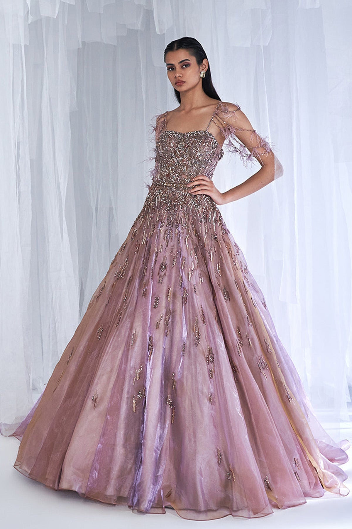 open lace back dress Pink Patented Summer Special Pure Organza Silk Floral One-Piece Dress  Fully Stitched & Ready to Wear XXL