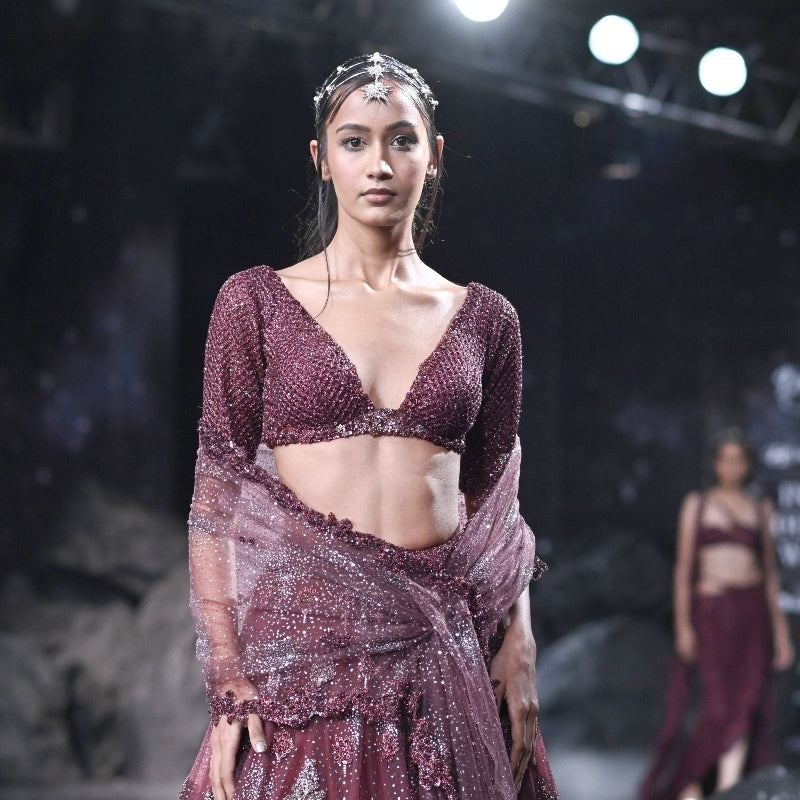 "Tessa" Shimmer Tulle Bridal Lehenga Set