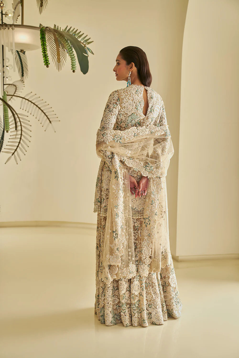 Nude Floral Sharara Set