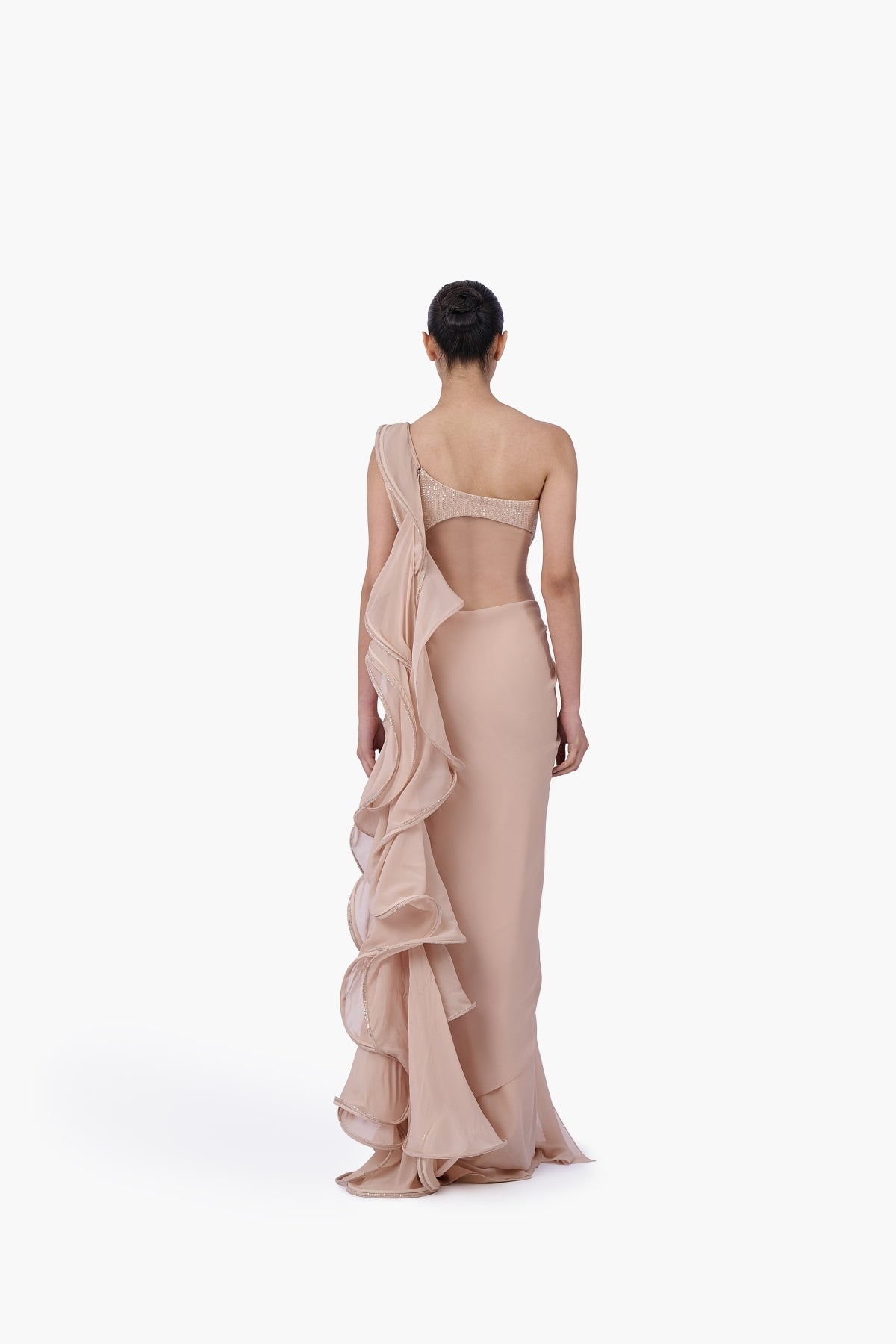 The Obsidian Sovereign Saree Gown