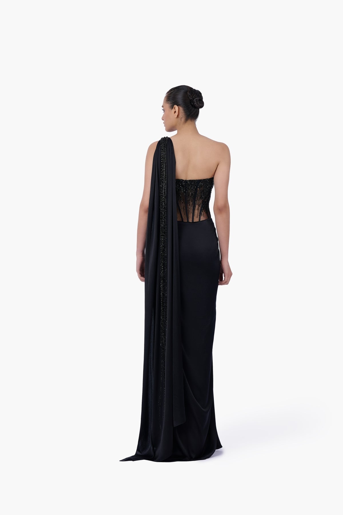 The Noir Embellished Saree Gown