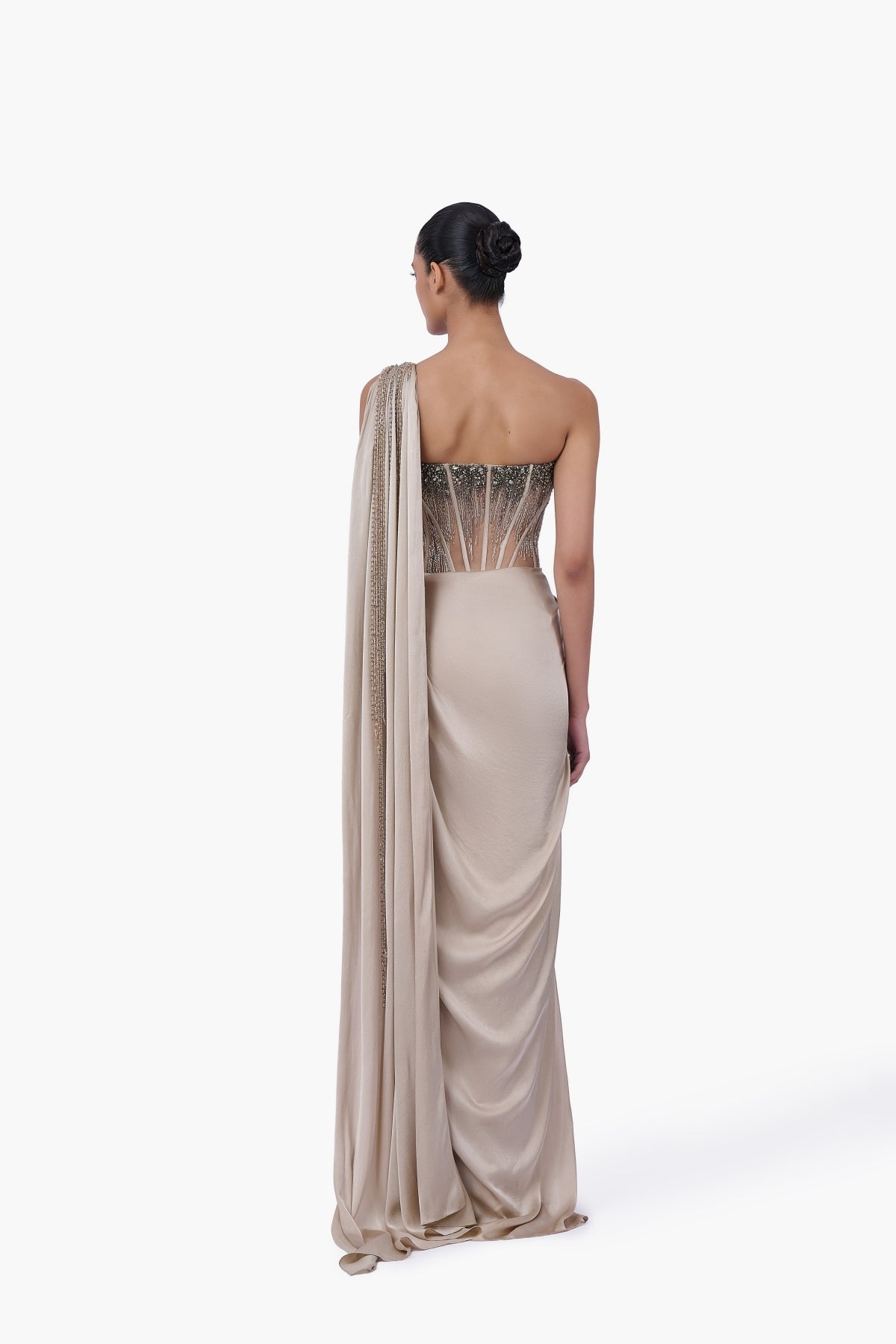 Corseted Crystal Saree Gown