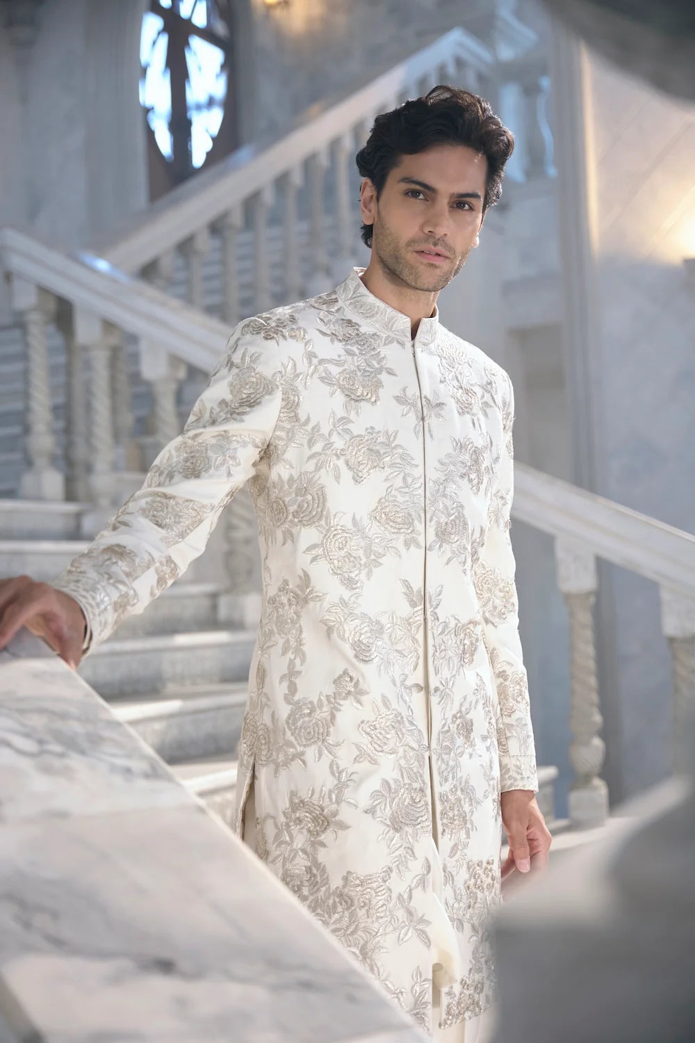 Gold Silver Sherwani Set
