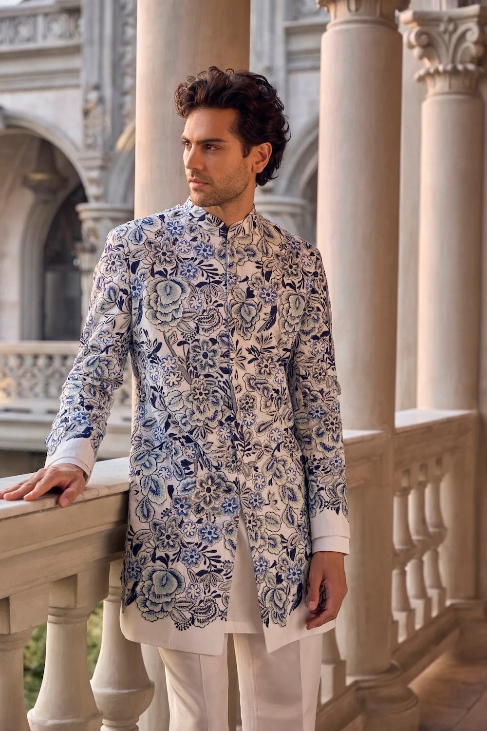 Indigo Cut Work Sherwani Set