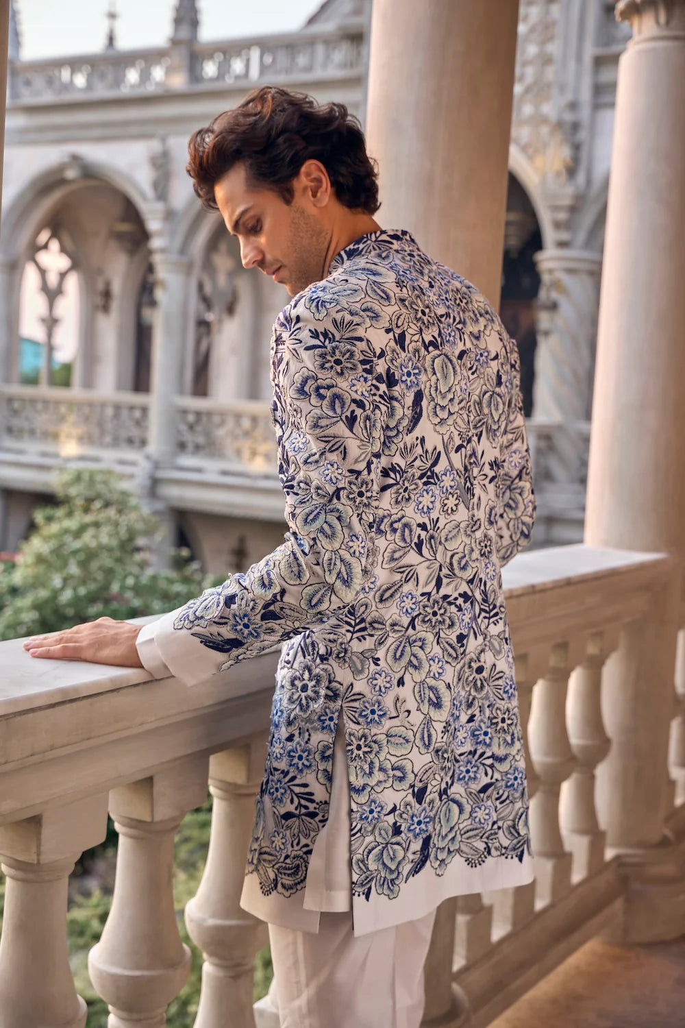 Indigo Cut Work Sherwani Set