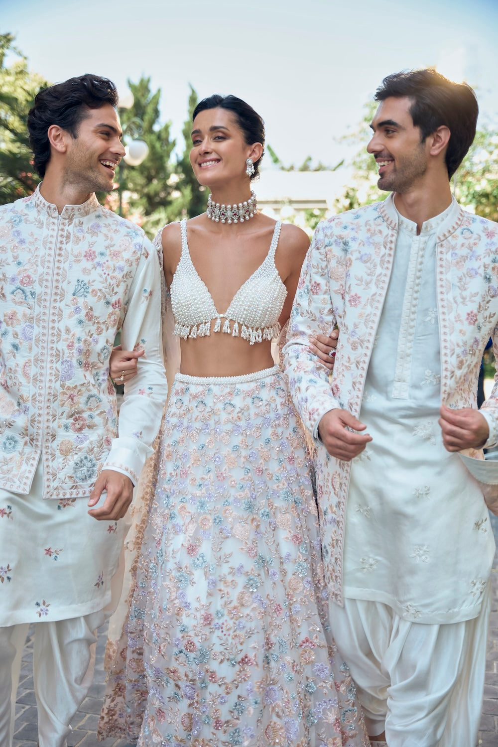 Multi-Coloured Pearl Lehenga Set