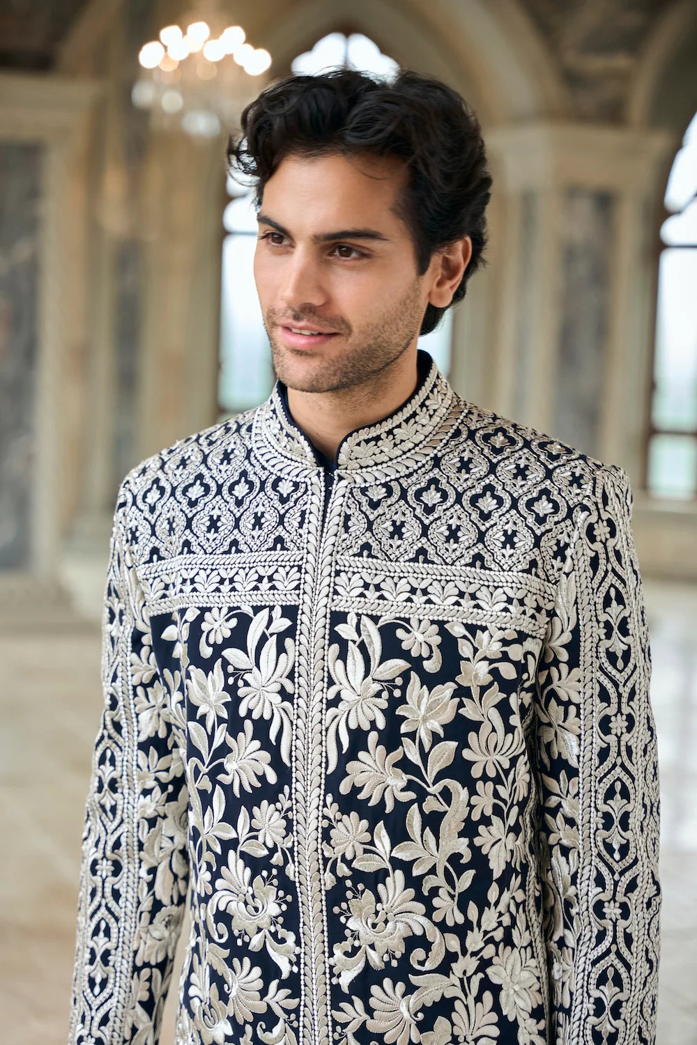 Navy & Silver Sherwani Set
