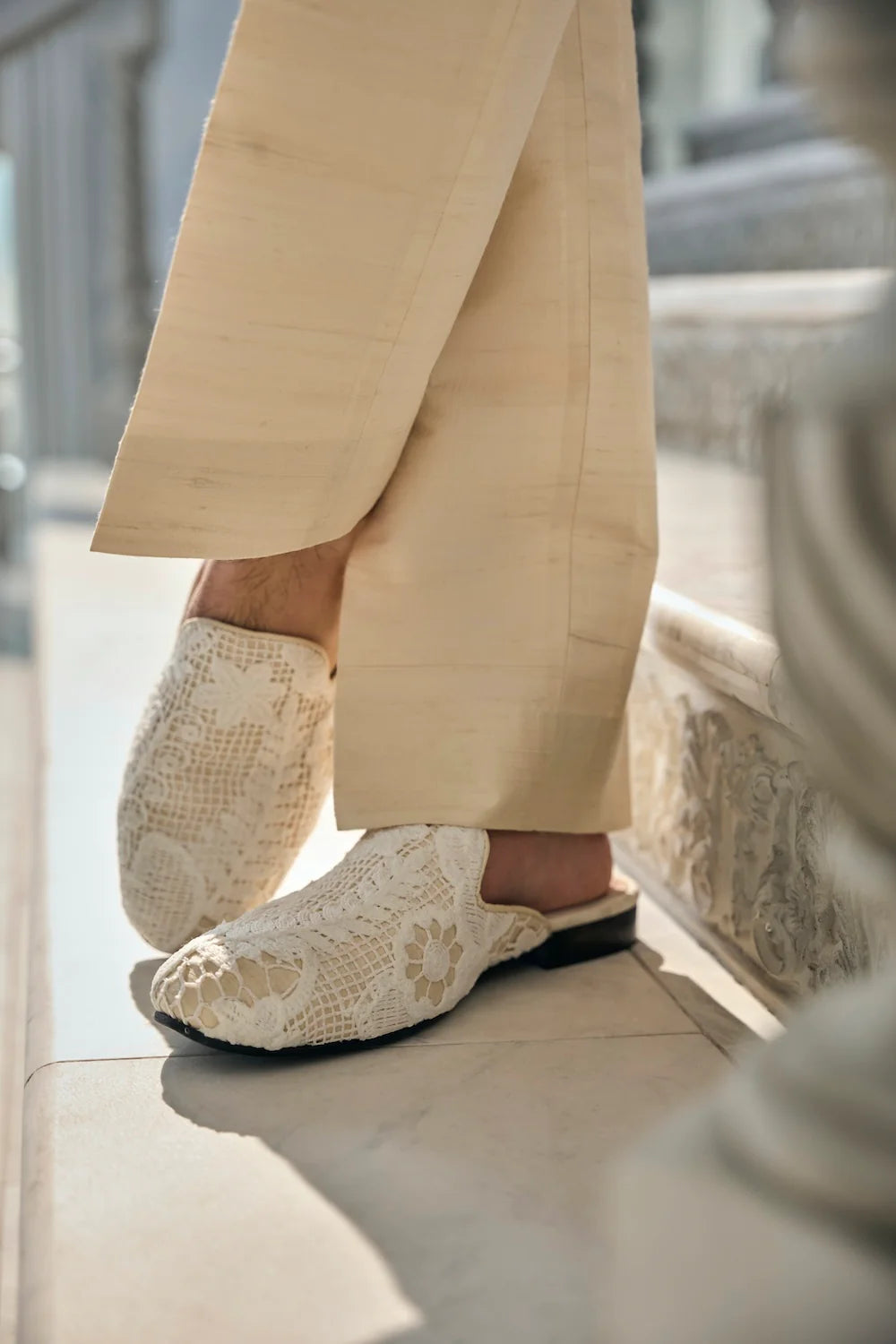 Nude Cut Work Sherwani Set