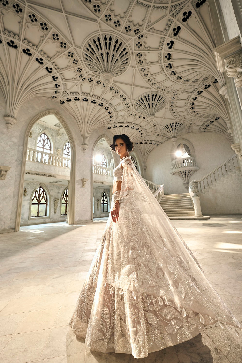 Silver Floral Lehenga Set