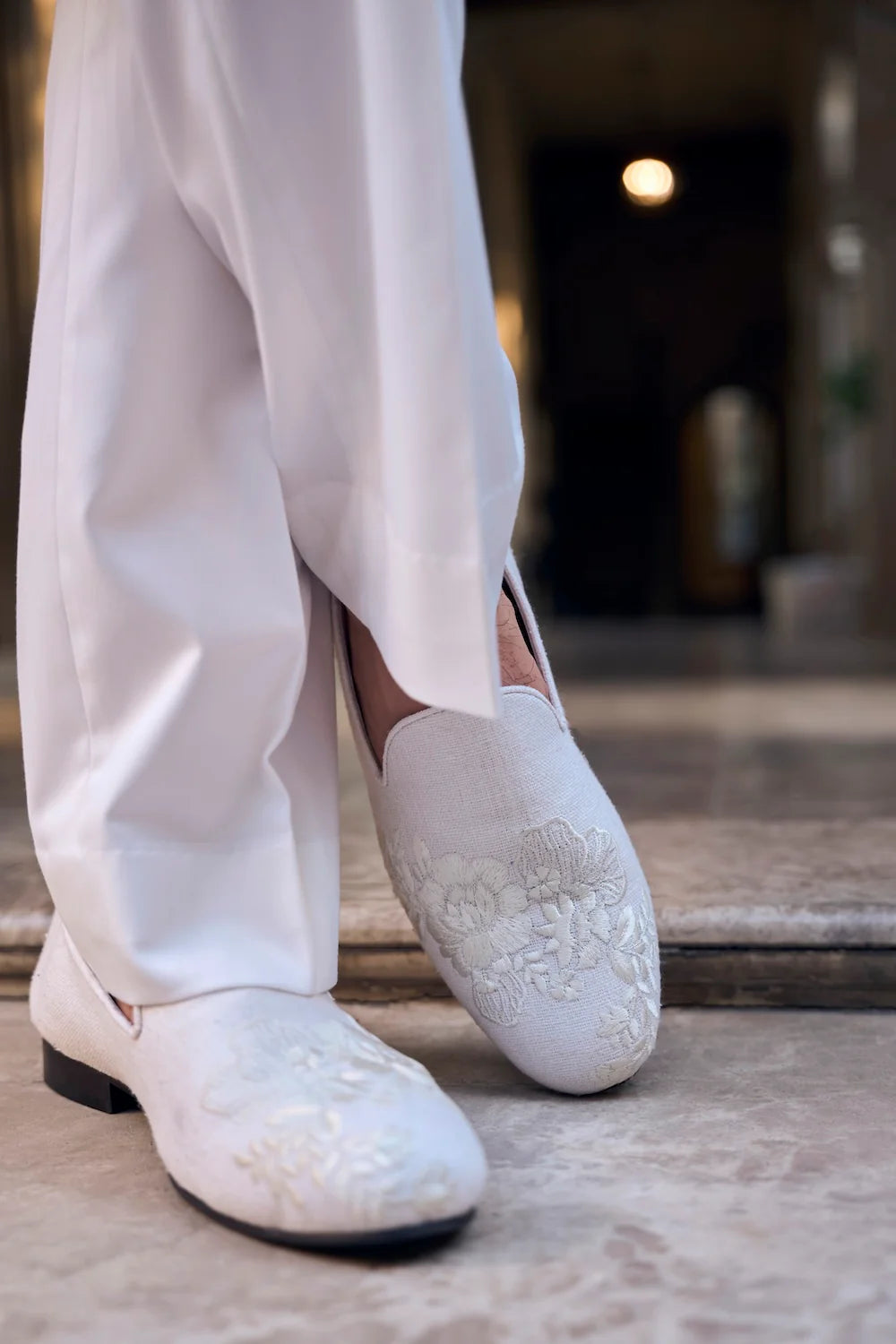 Cream Open Sherwani Set