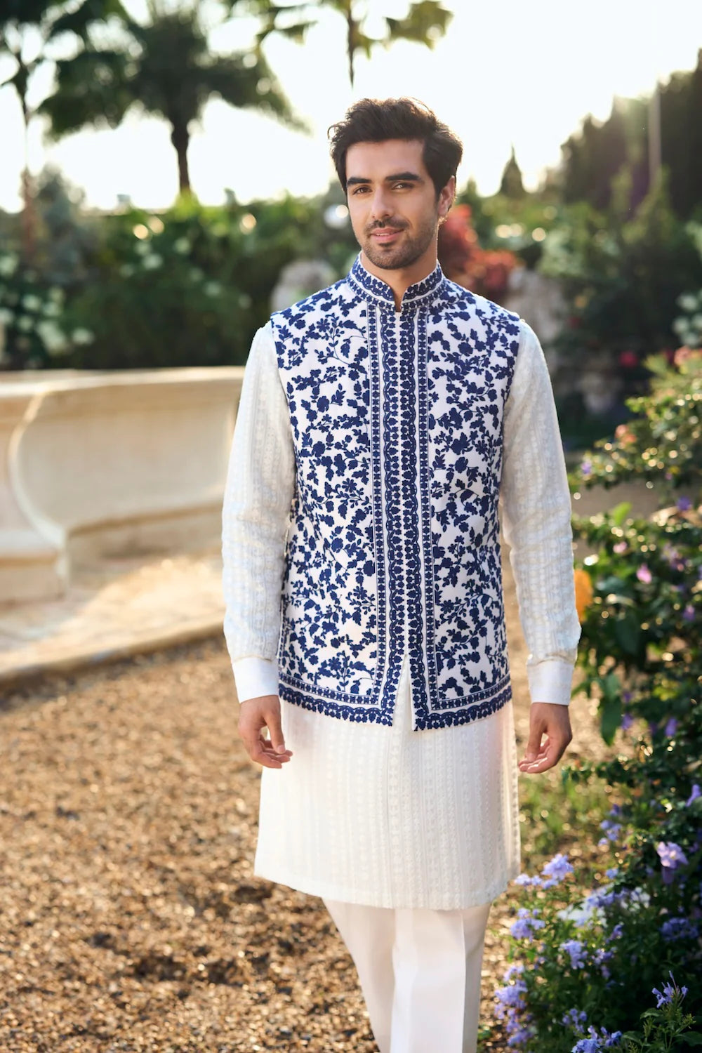Blue Thread Work Bundi Set