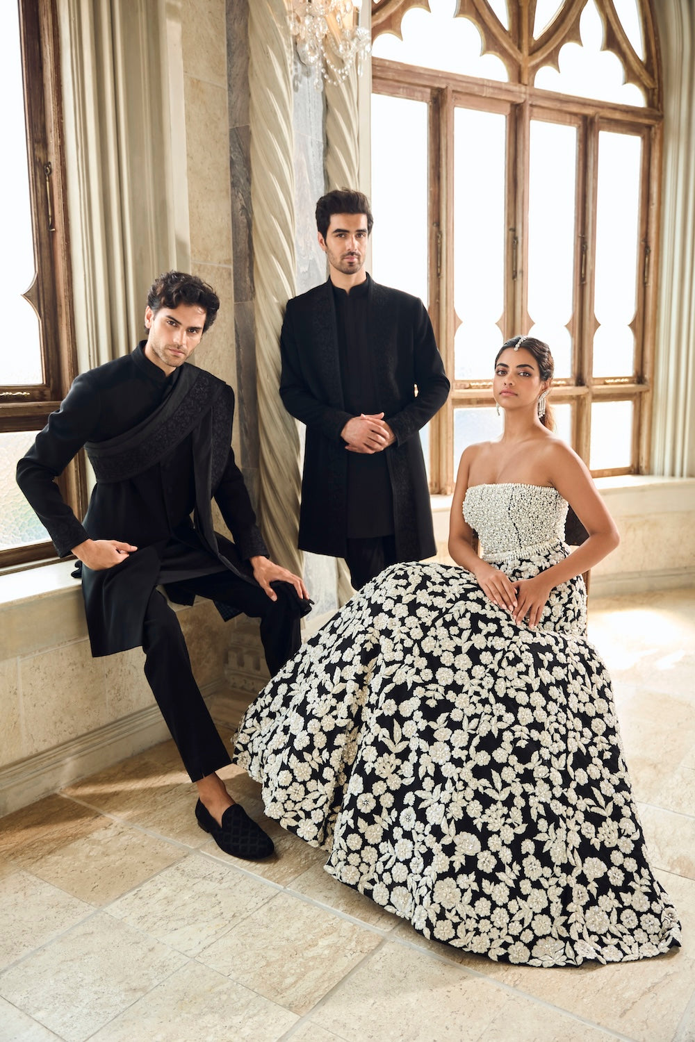 Black & White Corset Lehenga Set