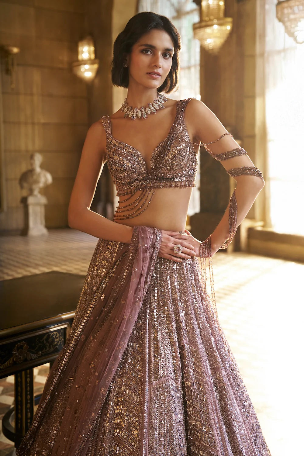 Dusty Mauve Sequin Lehenga Set