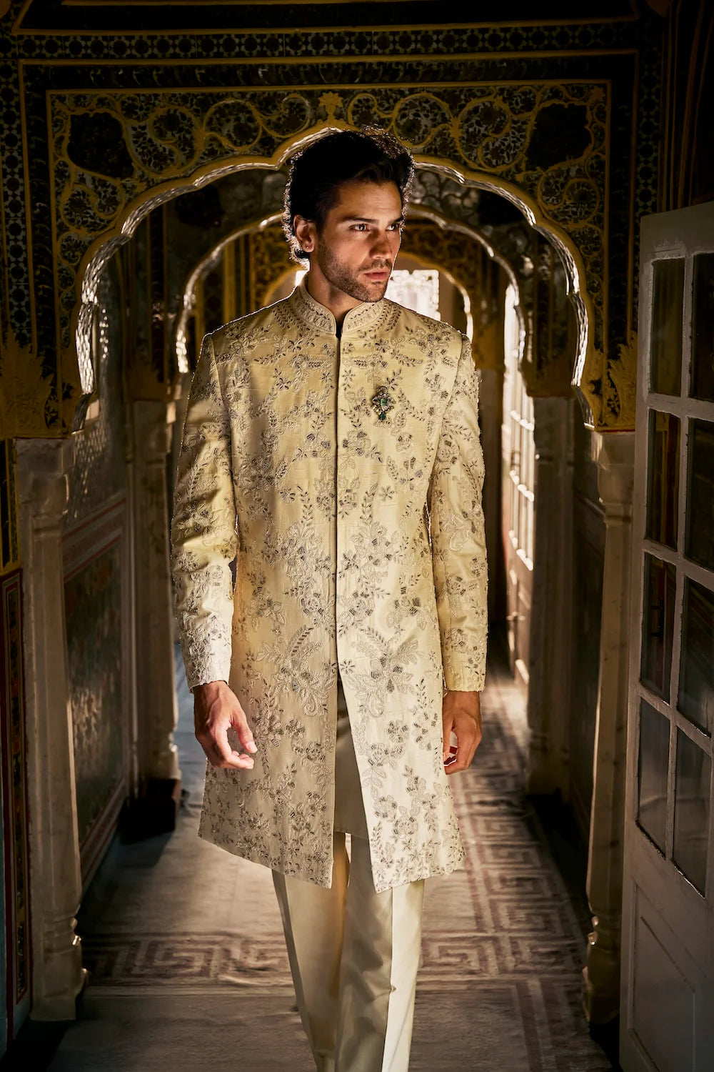 Ivory Gold Sherwani Set