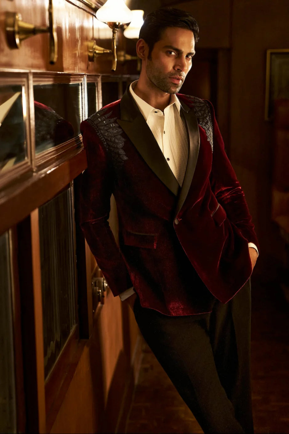 Wine Velvet Tuxedo set
