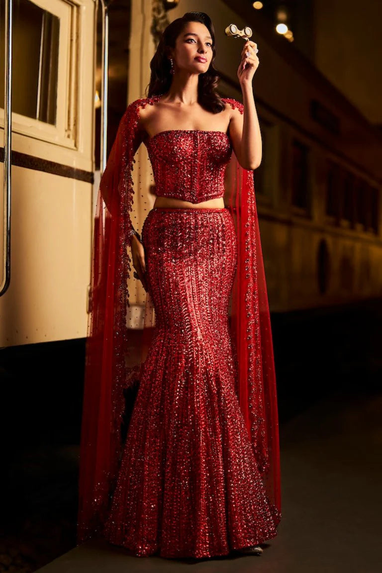 Red Corset Skirt Set Red Corset Skirt Set