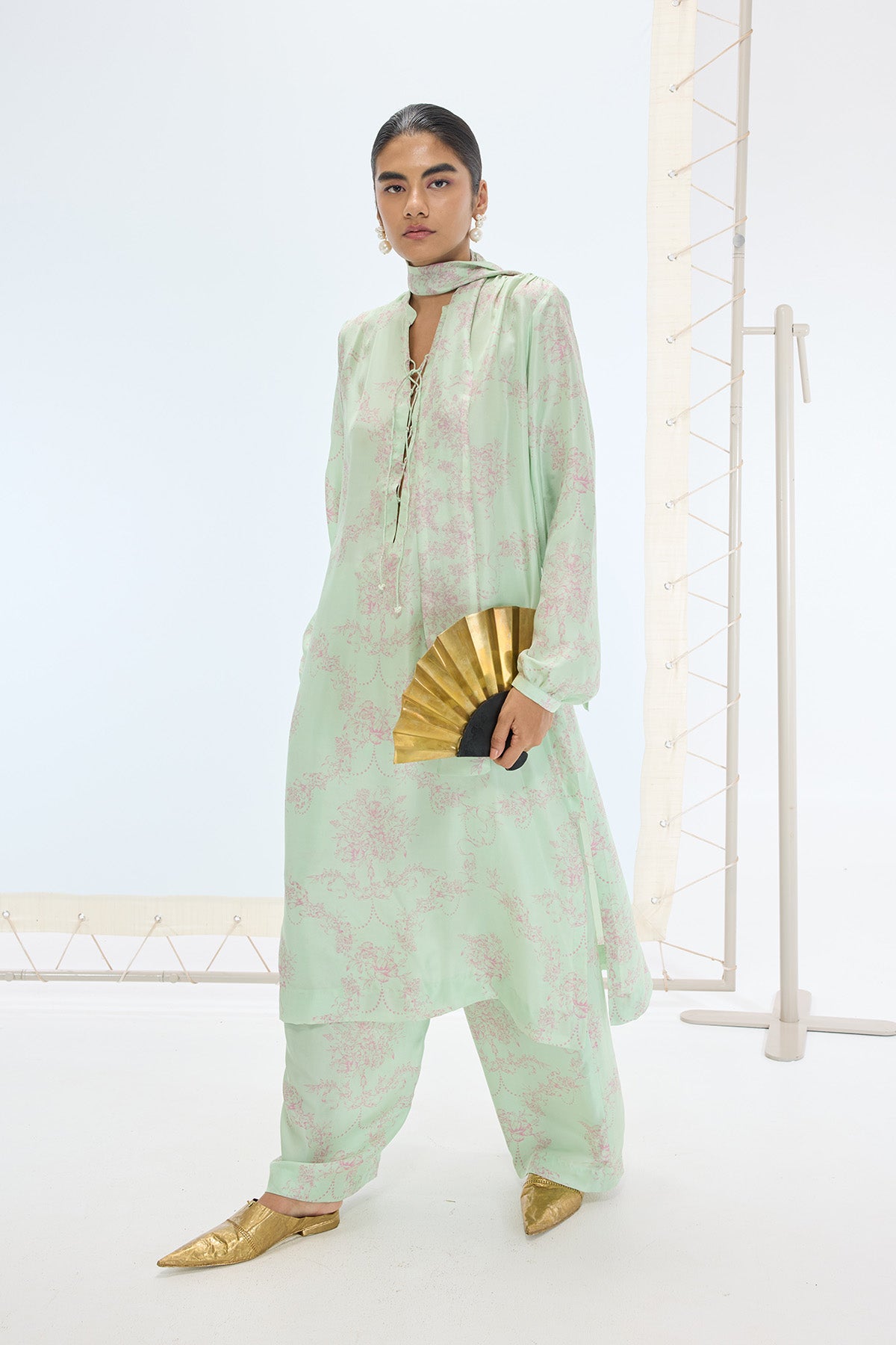 The Sophie Kurta Set in Sea Green