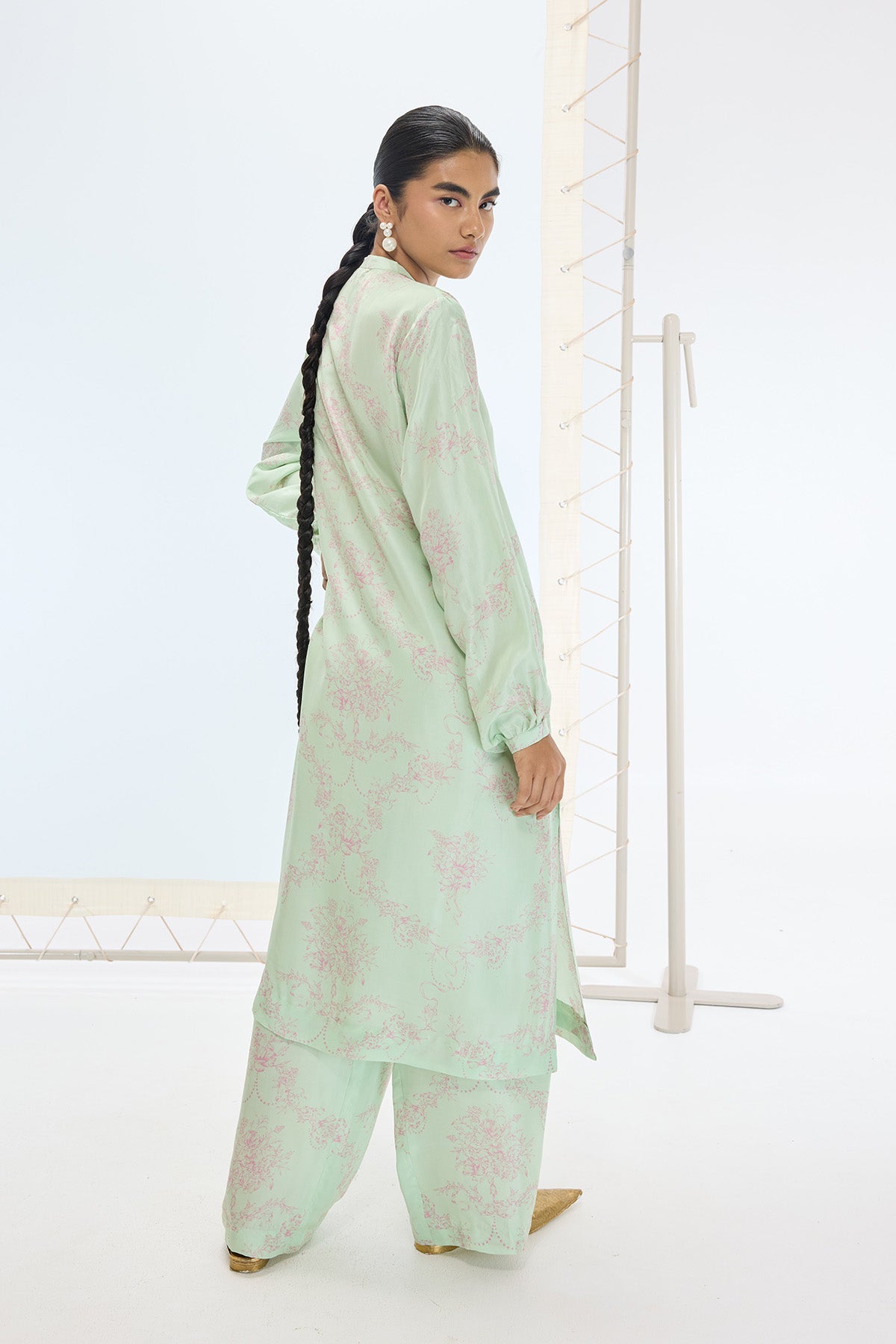 The Sophie Kurta Set in Sea Green