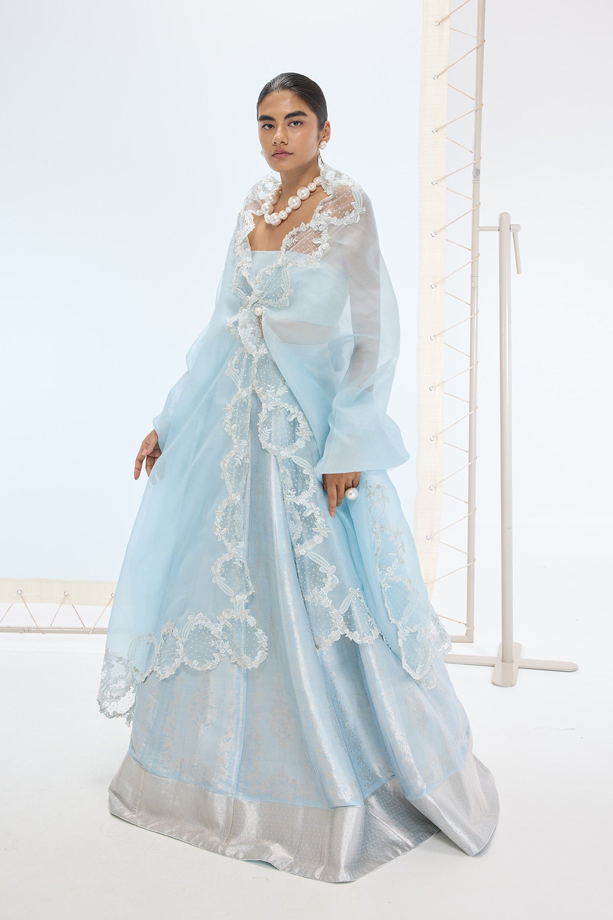 The Liza Lehenga Set in Aqua Green