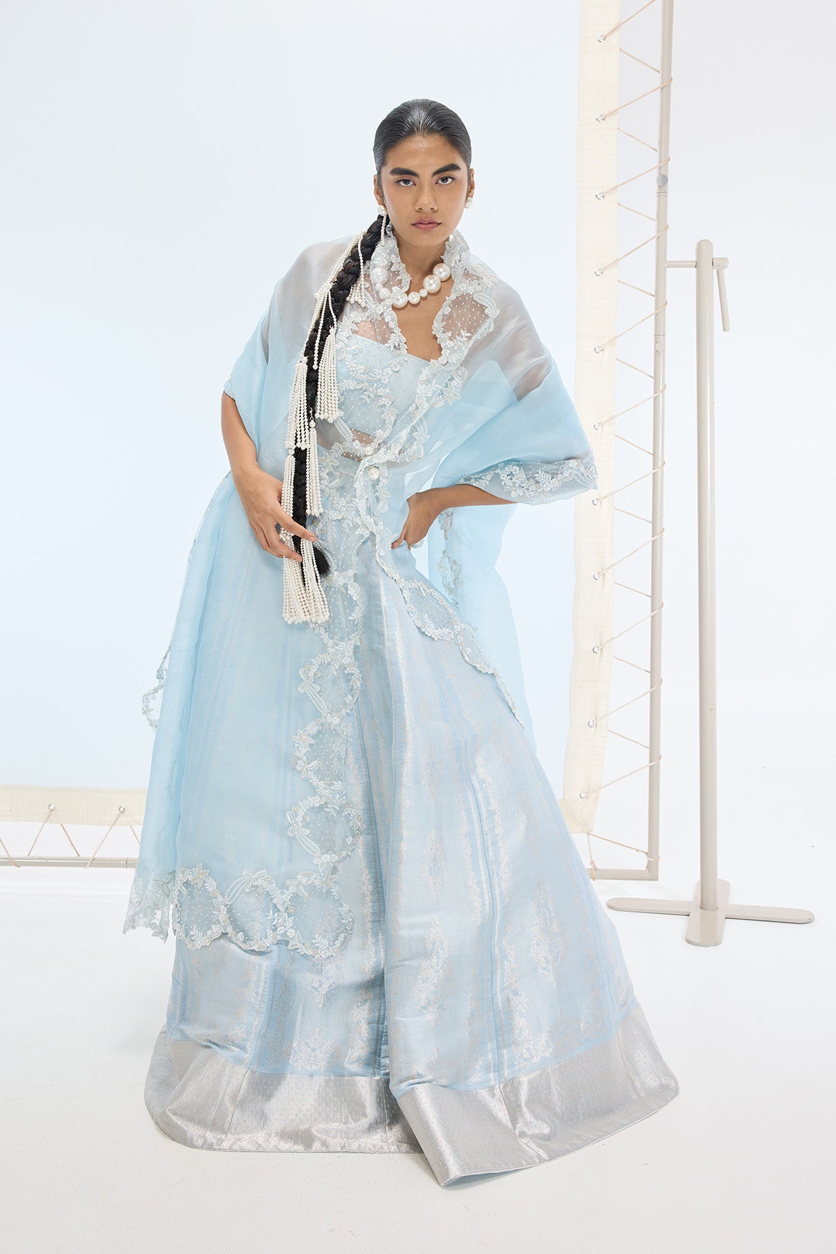 The Liza Lehenga Set in Aqua Green