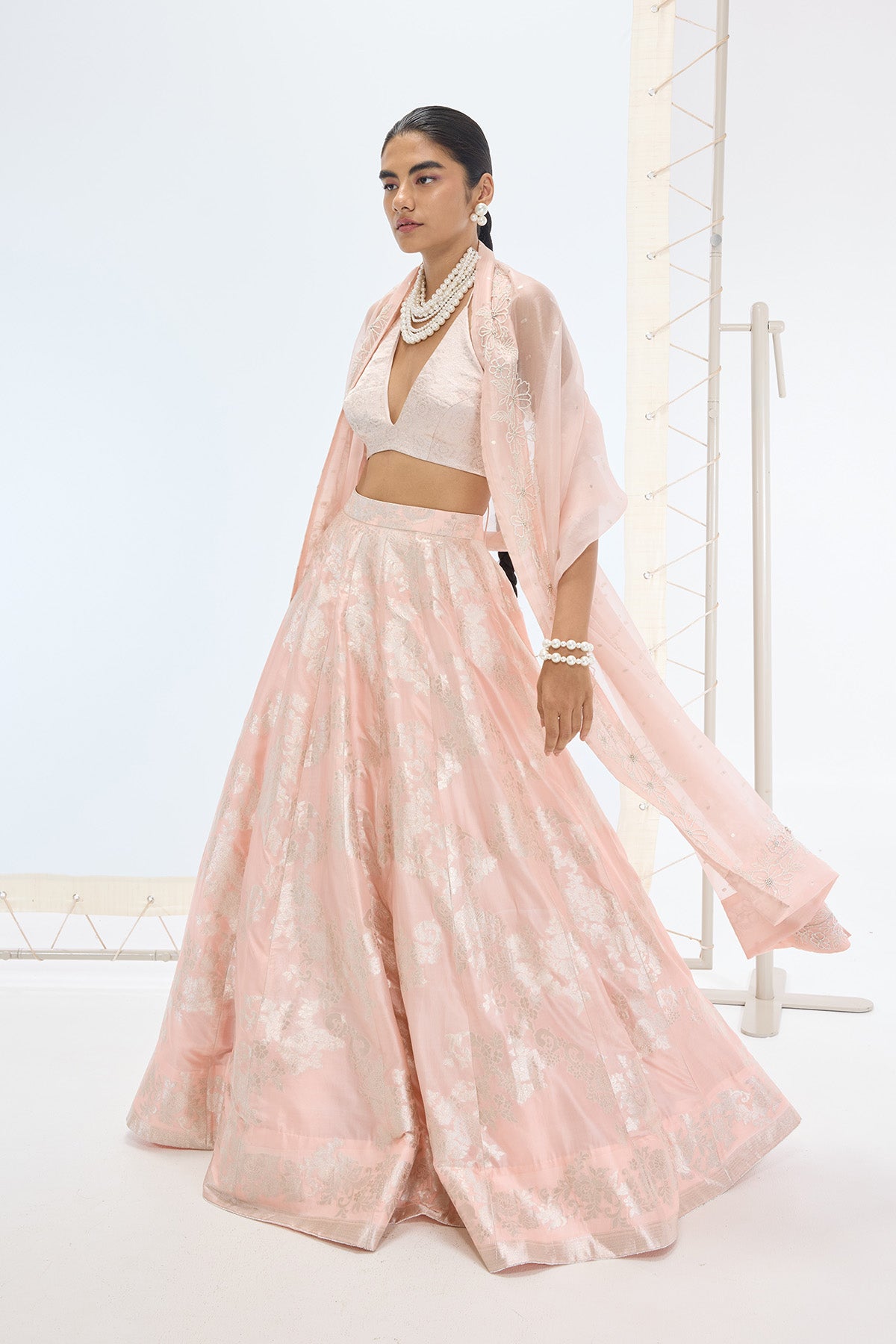 The Mia Lehenga Set in Peach