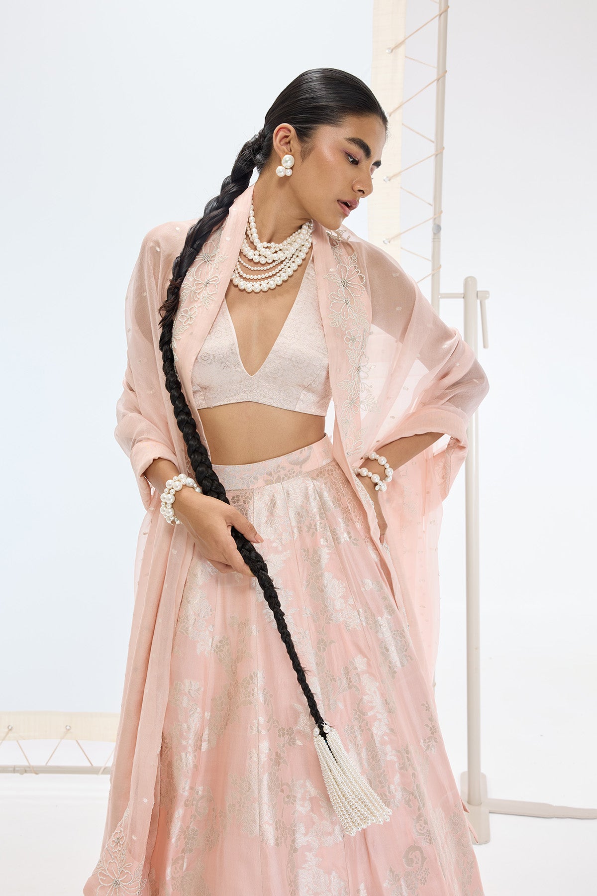 The Mia Lehenga Set in Peach