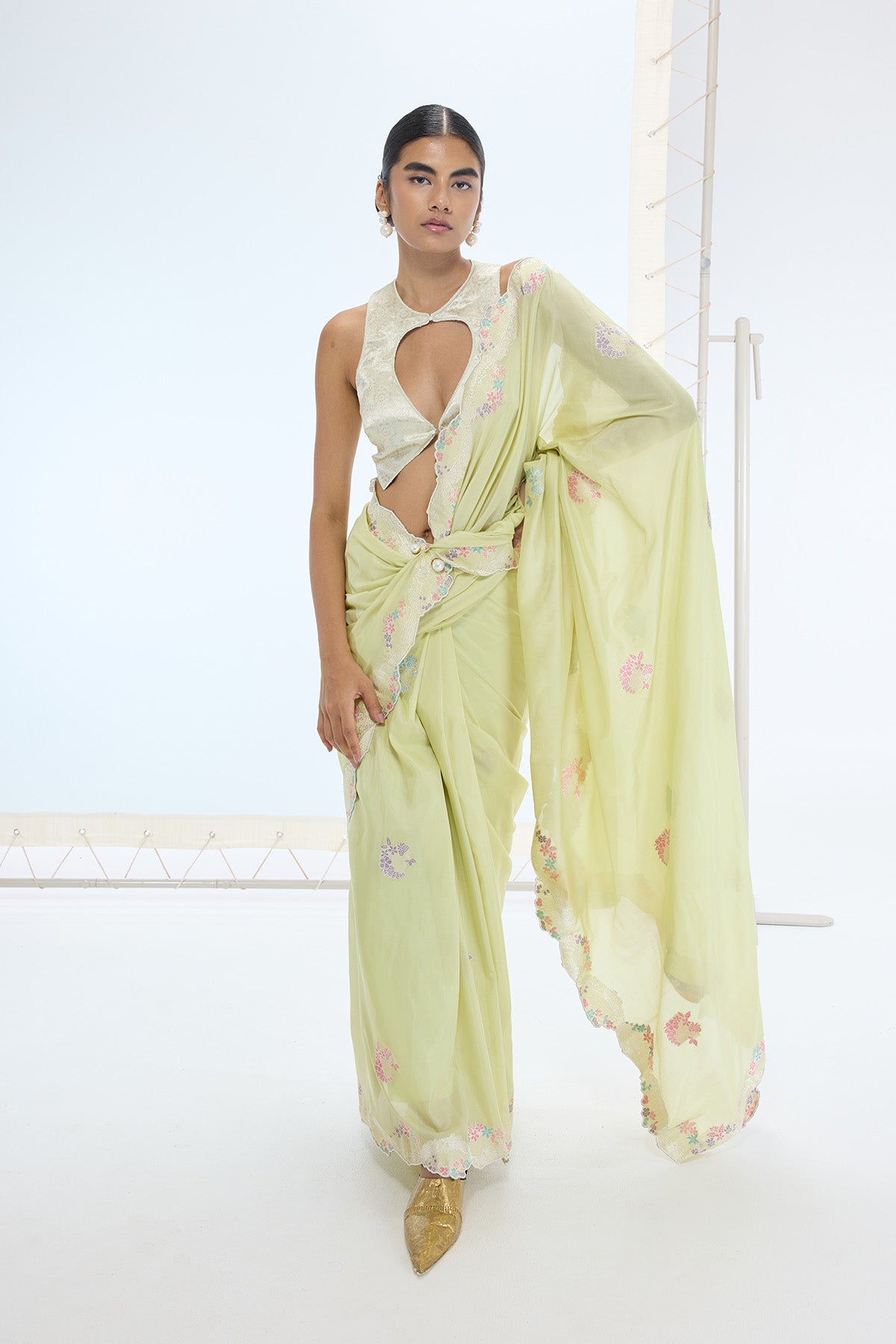 The June Saree in Pistachio