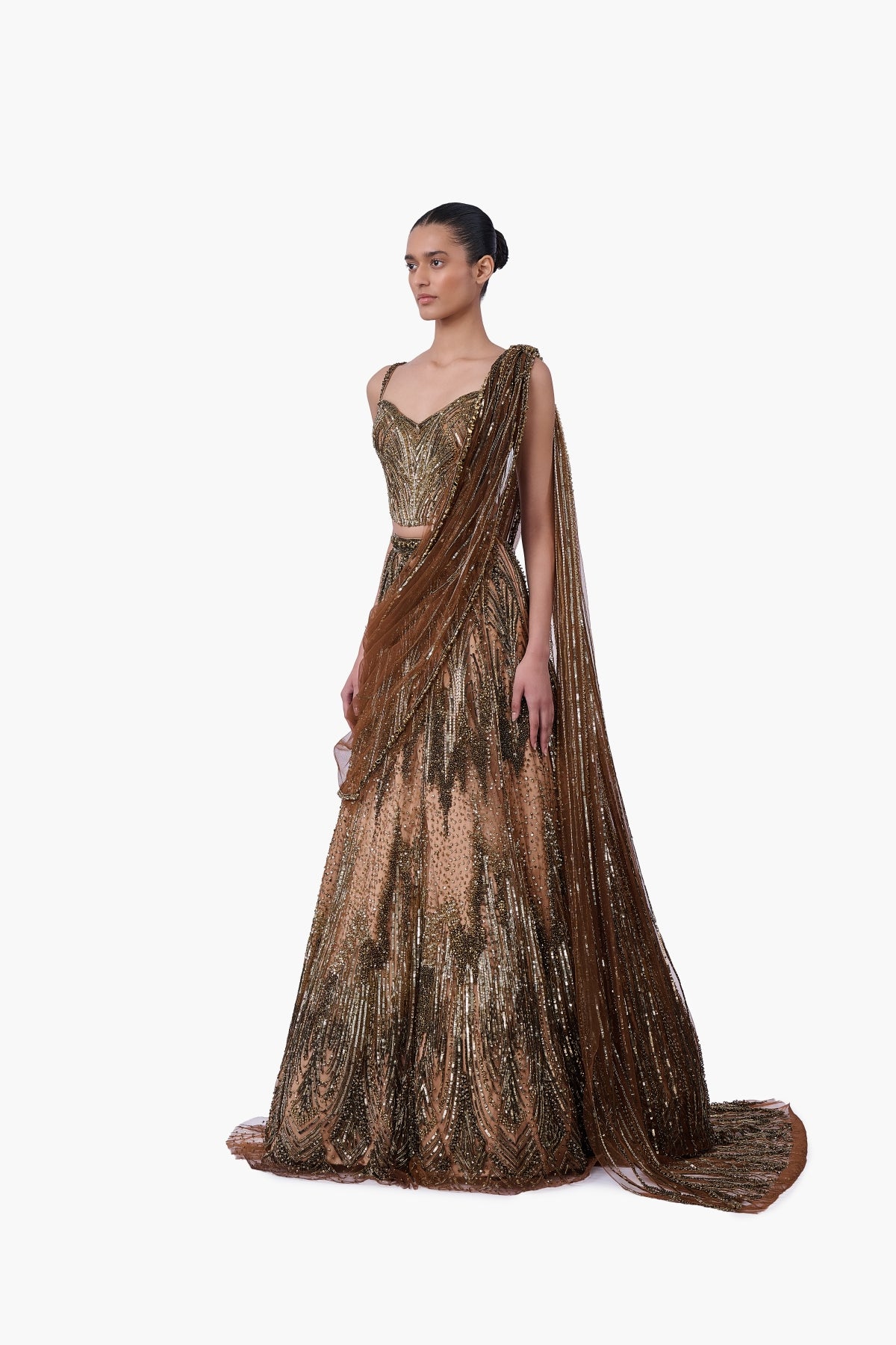 The Gilded Sovereign Saree Lehenga