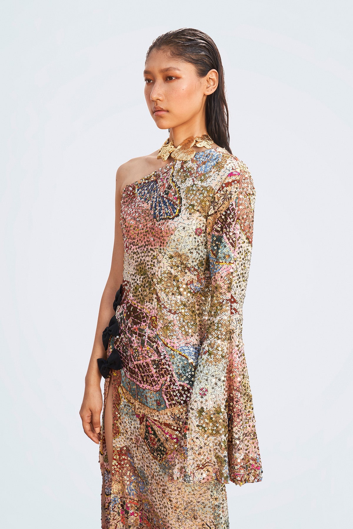 Roshni Chopra In Mariners - Muse Multicolor Sequined Bow Gown