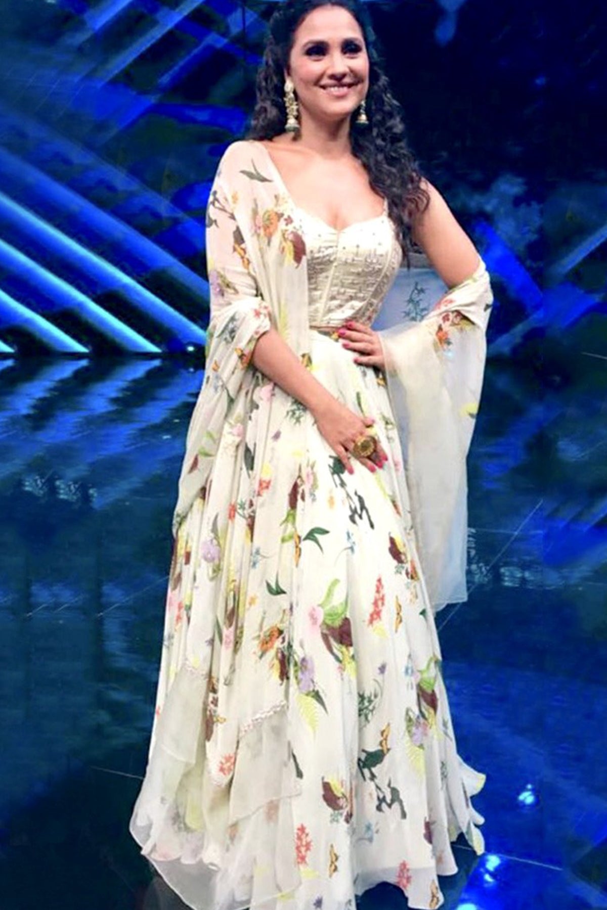 Lara Dutta In Corset embroidered Lehenga