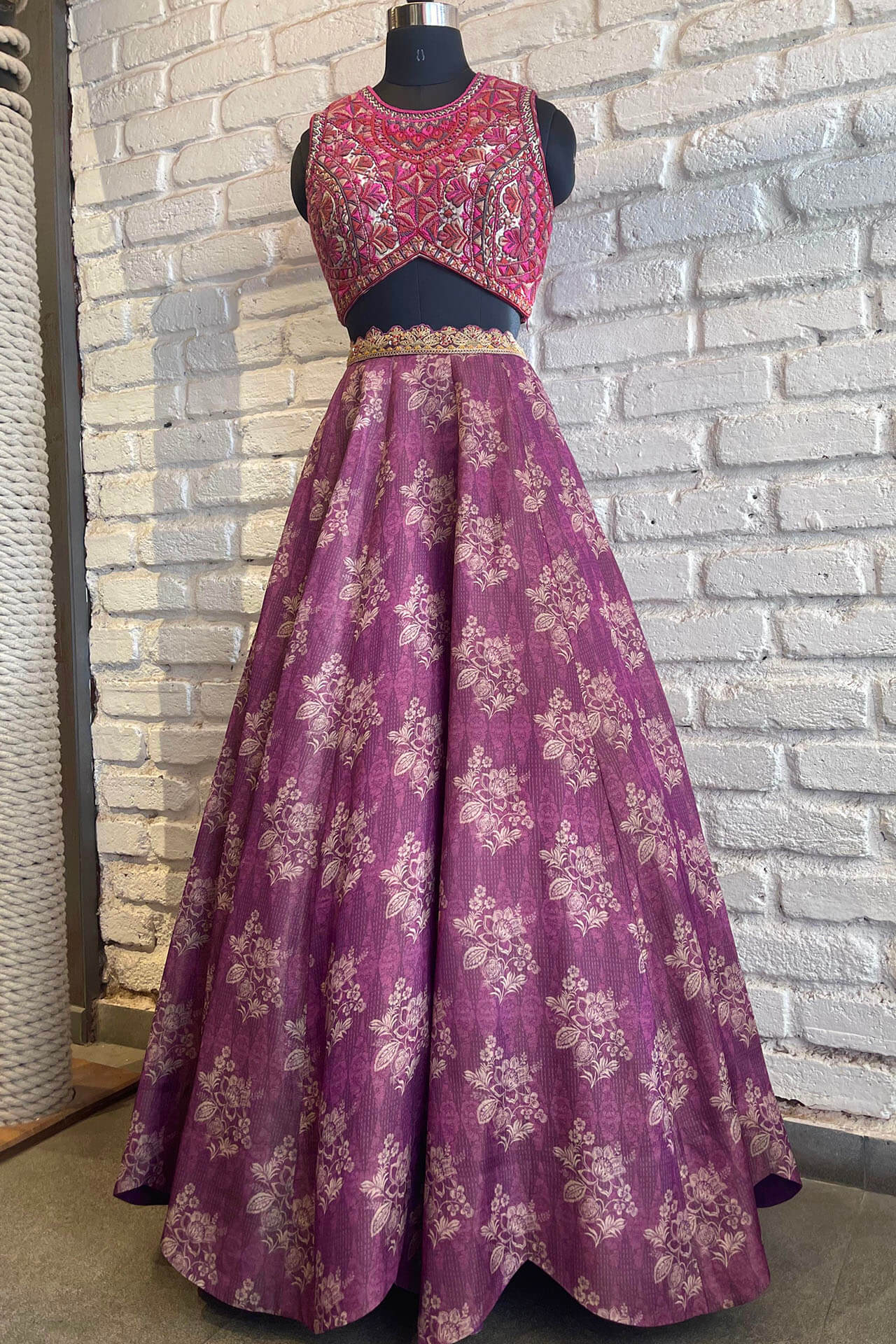 Purple Tissue Lehenga