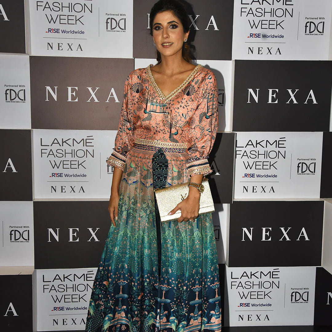 OMBRÉ MOR FUAARA PRINTED TUNIC TEAMED WITH PANTS