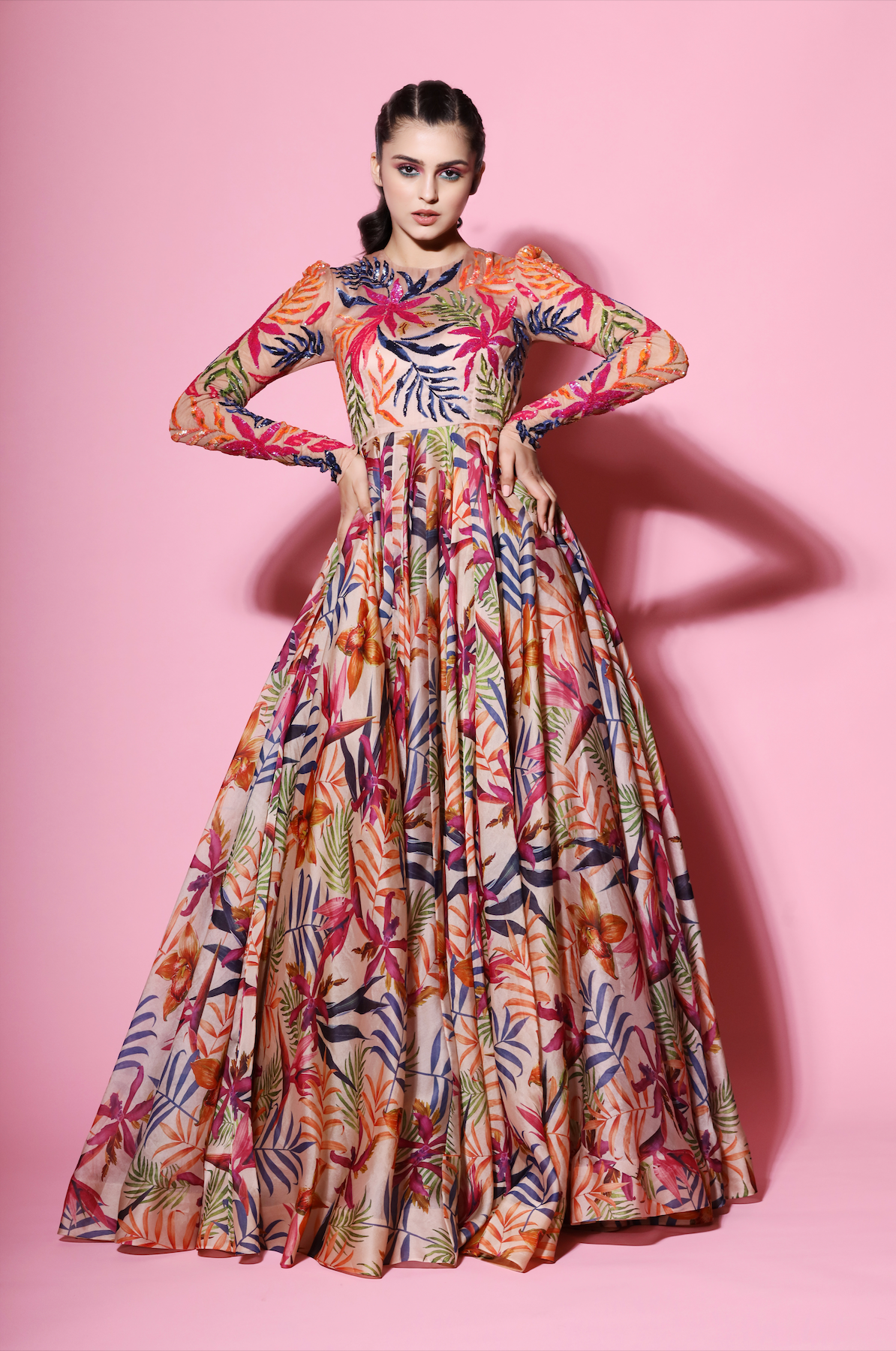 Taapsee Pannu in Nude Printed Anarkali