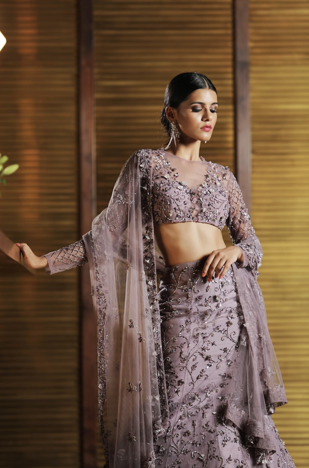 Juhi Godambe In Lilac Heavy Embelished Lehenga Set